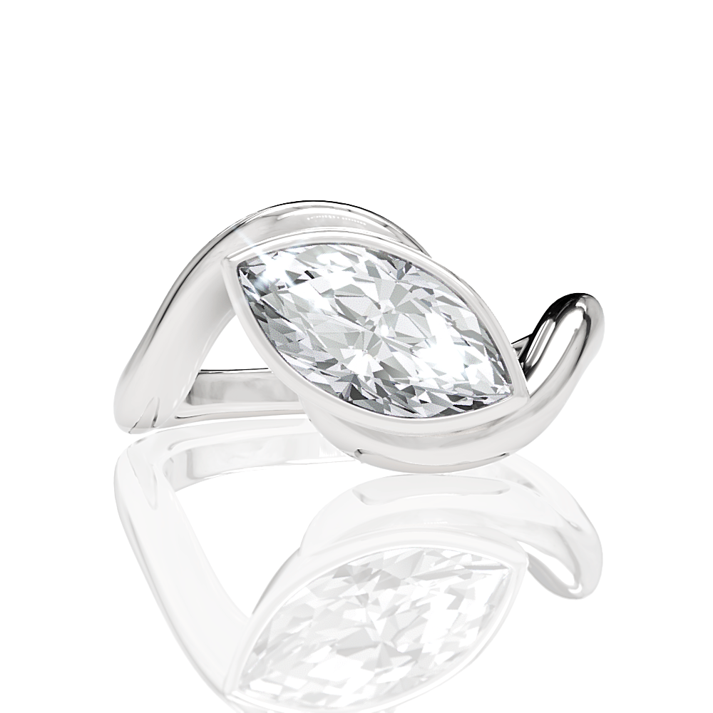 The Iris Marquise Cut Platinum Bezel-Set Solitaire Engagement Ring