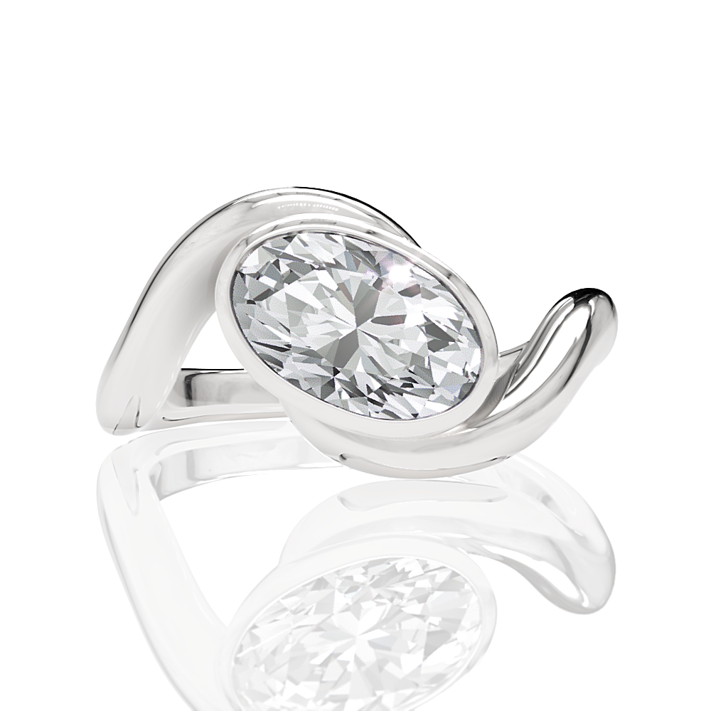 The Iris Oval Cut Platinum Bezel-Set Solitaire Engagement Ring