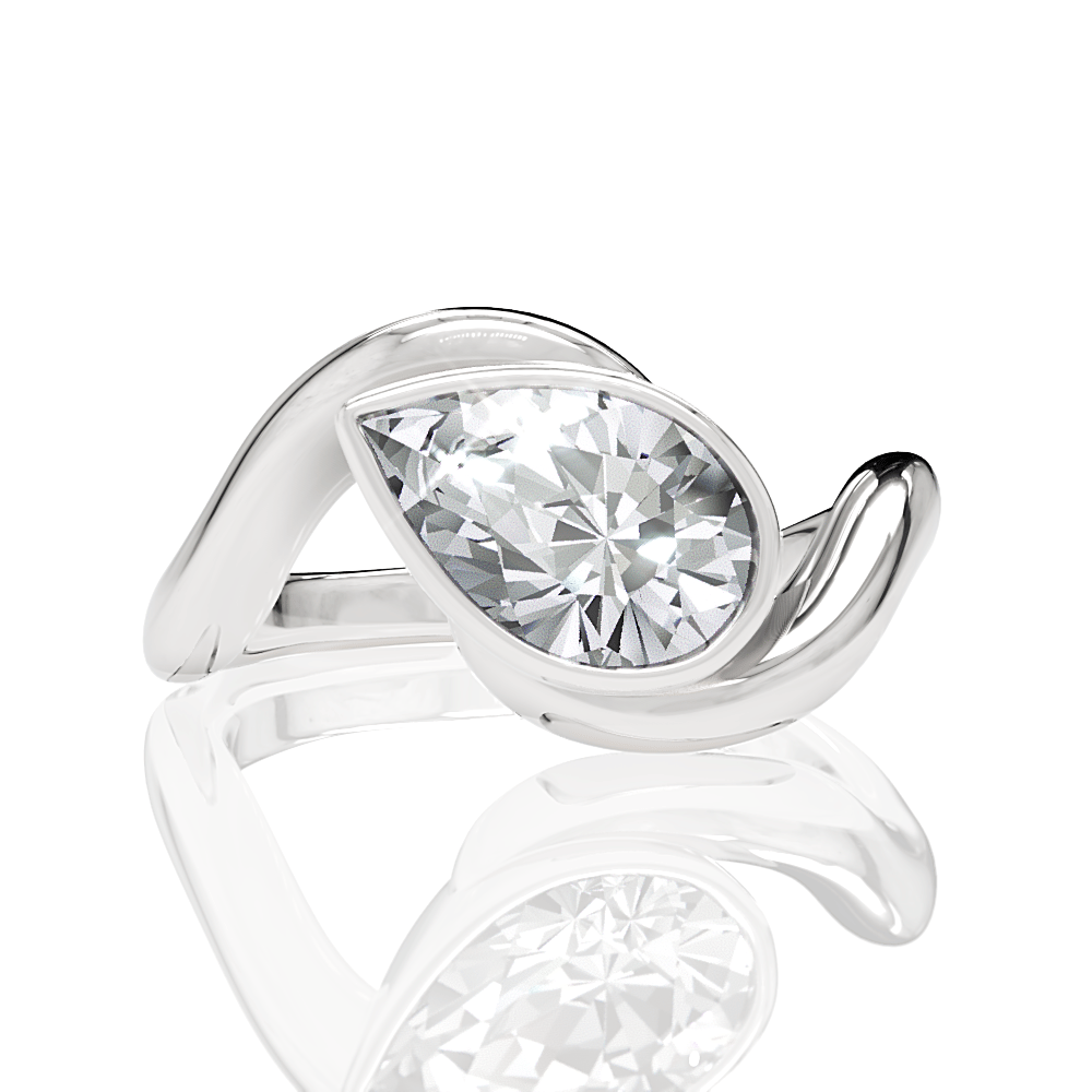 The Iris Pear Cut Platinum Bezel-Set Solitaire Engagement Ring