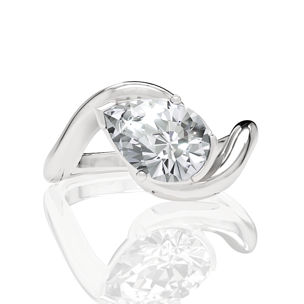 The Amaya Pear Cut Platinum Bezel-Set Solitaire Engagement Ring