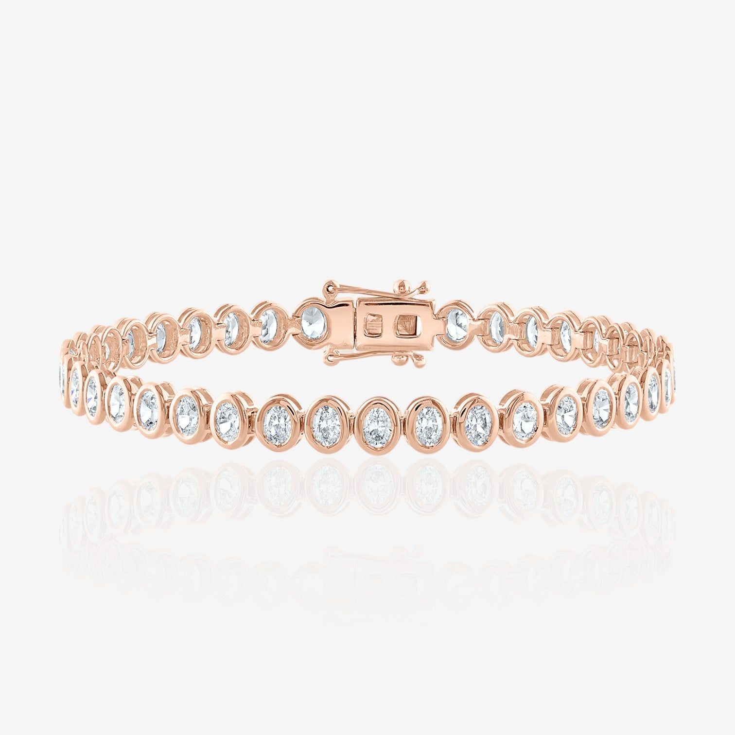 Lab Grown Oval Cut Bezel-Set Diamond Tennis Bracelet