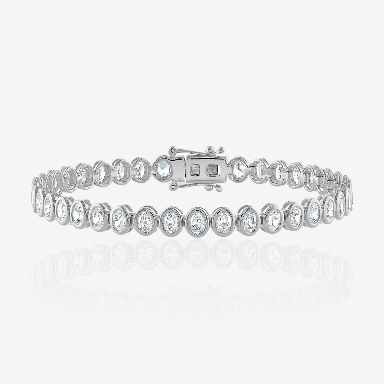 Lab Grown Oval Cut Bezel-Set Diamond Tennis Bracelet