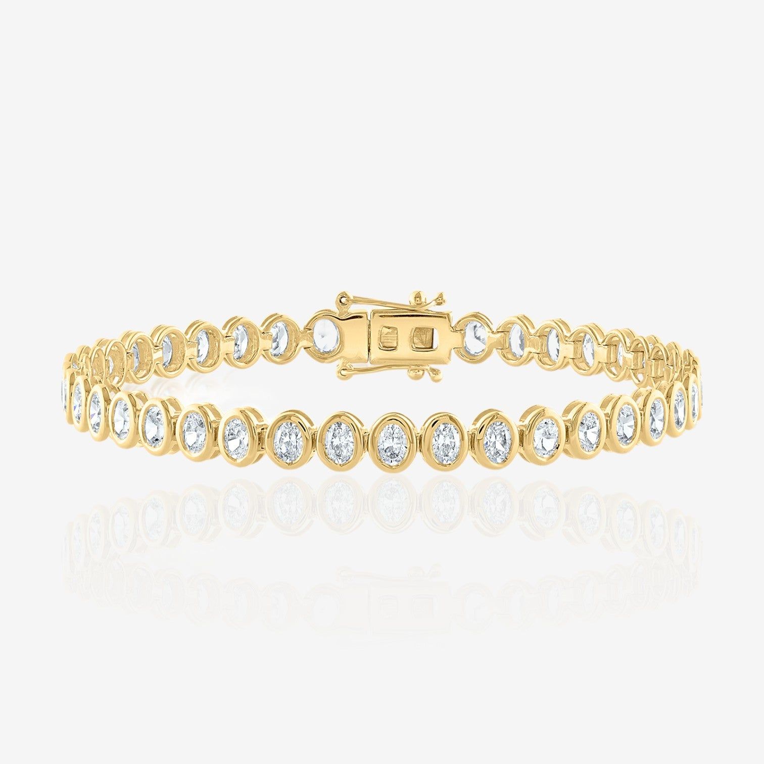 Lab Grown Oval Cut Bezel-Set Diamond Tennis Bracelet