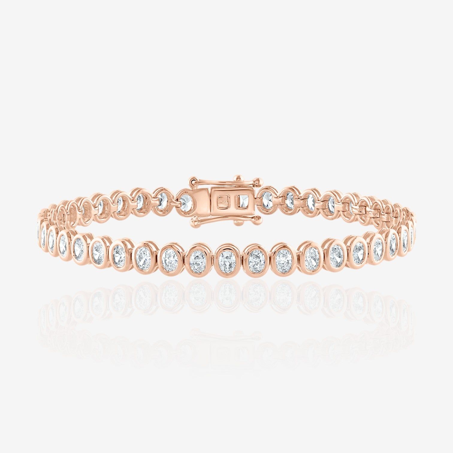 Lab Grown Oval Cut Bezel-Set Diamond Tennis Bracelet