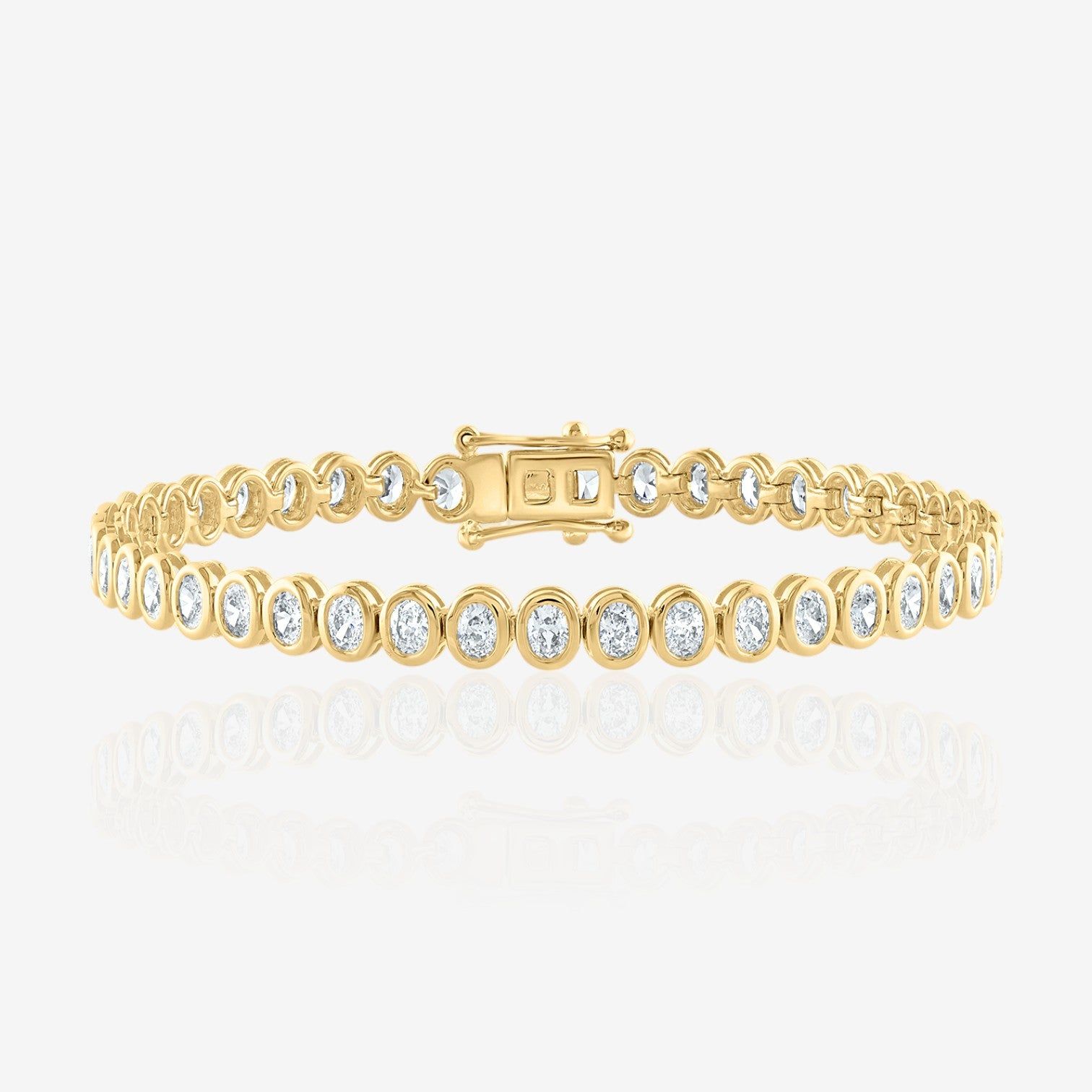Lab Grown Oval Cut Bezel-Set Diamond Tennis Bracelet