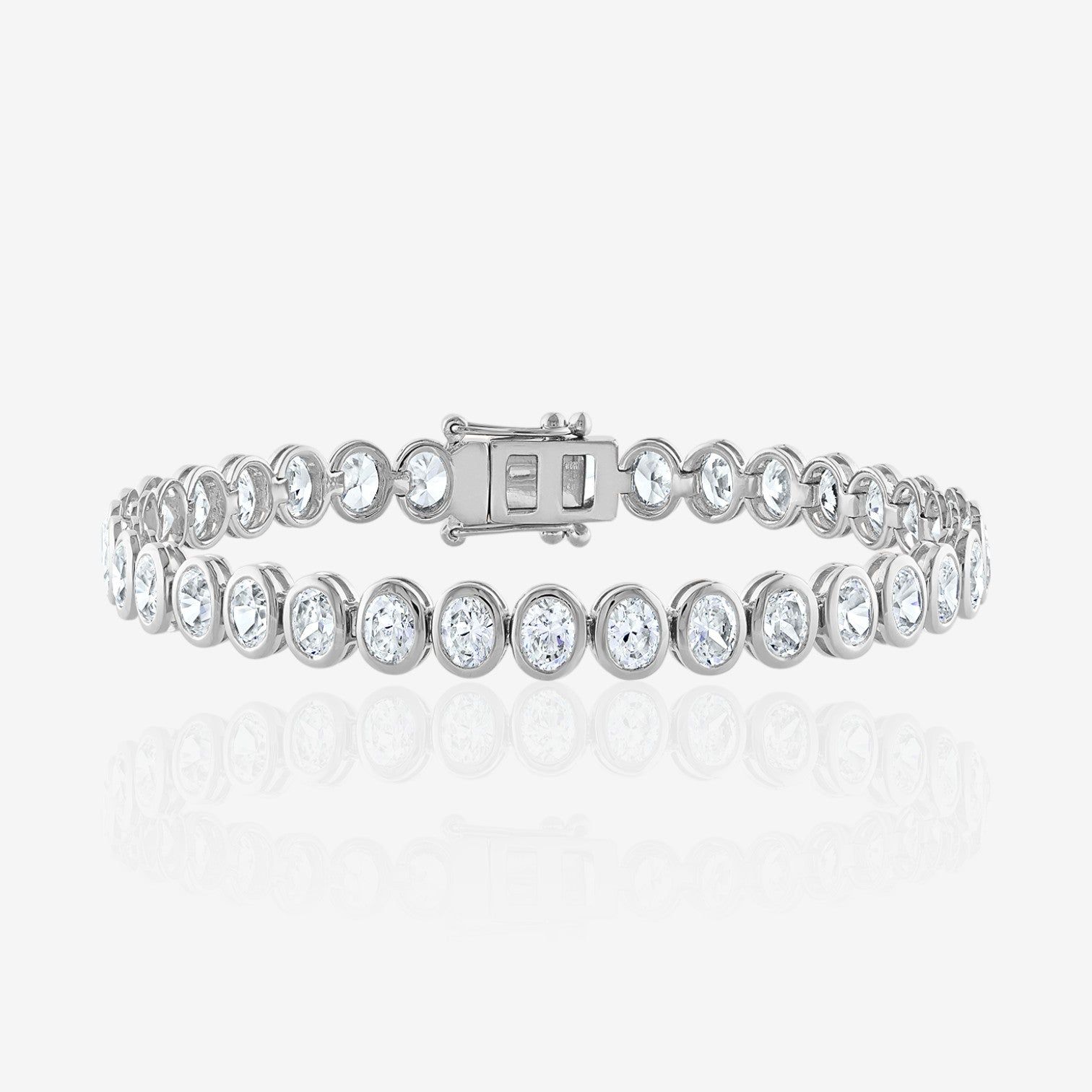 Lab Grown Oval Cut Bezel-Set Diamond Tennis Bracelet