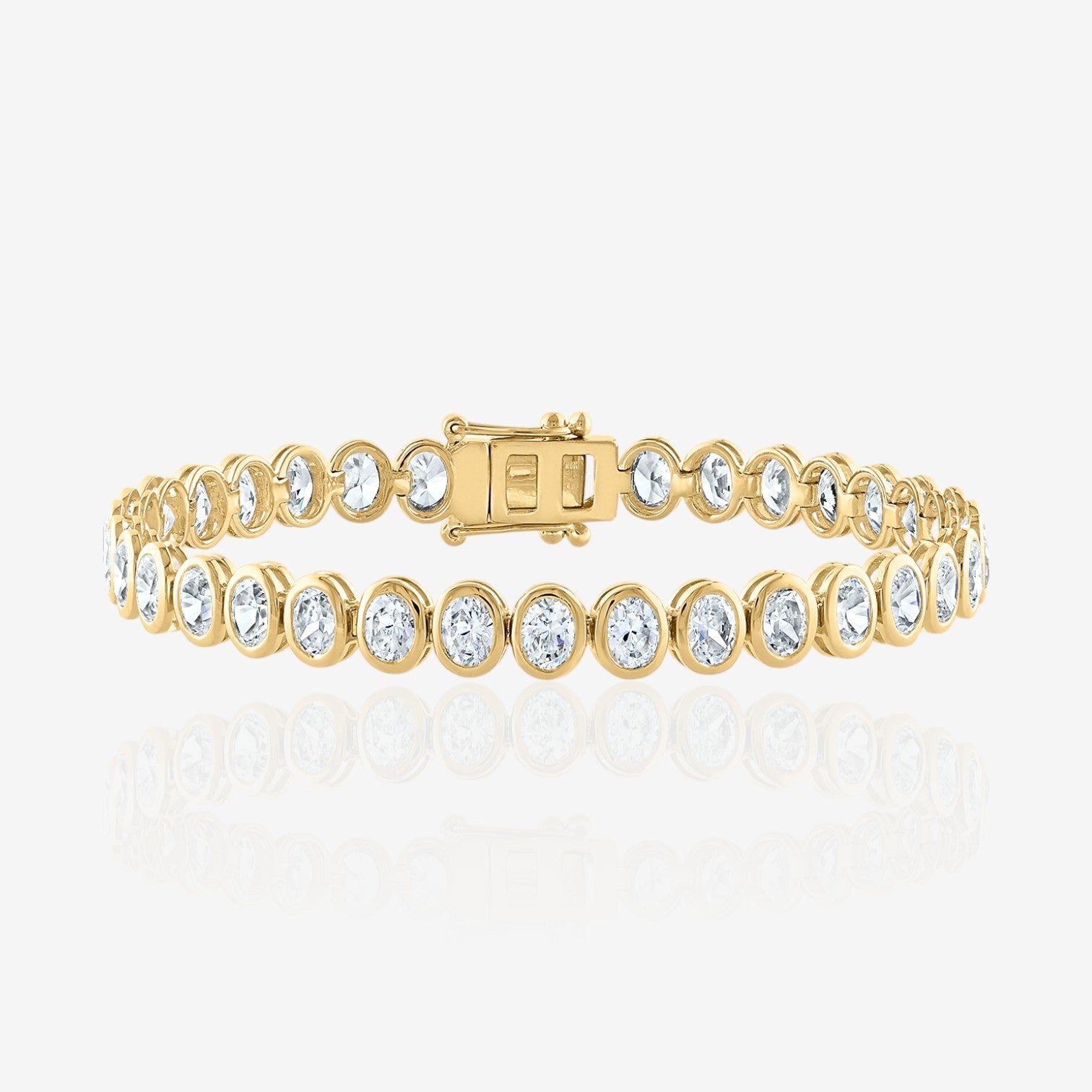 Lab Grown Oval Cut Bezel-Set Diamond Tennis Bracelet