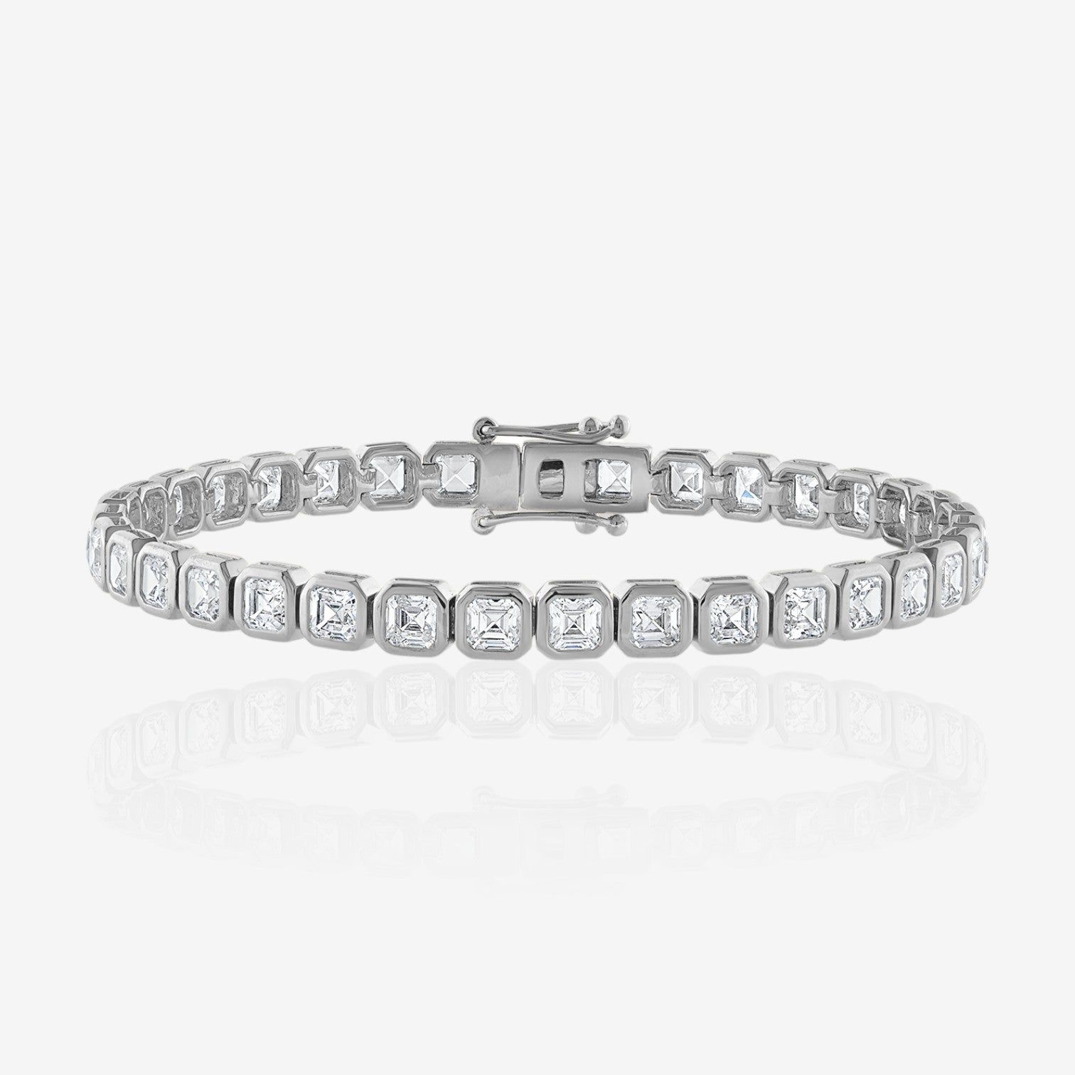 Lab Grown Asscher Bezel-Set Diamond Tennis Bracelet