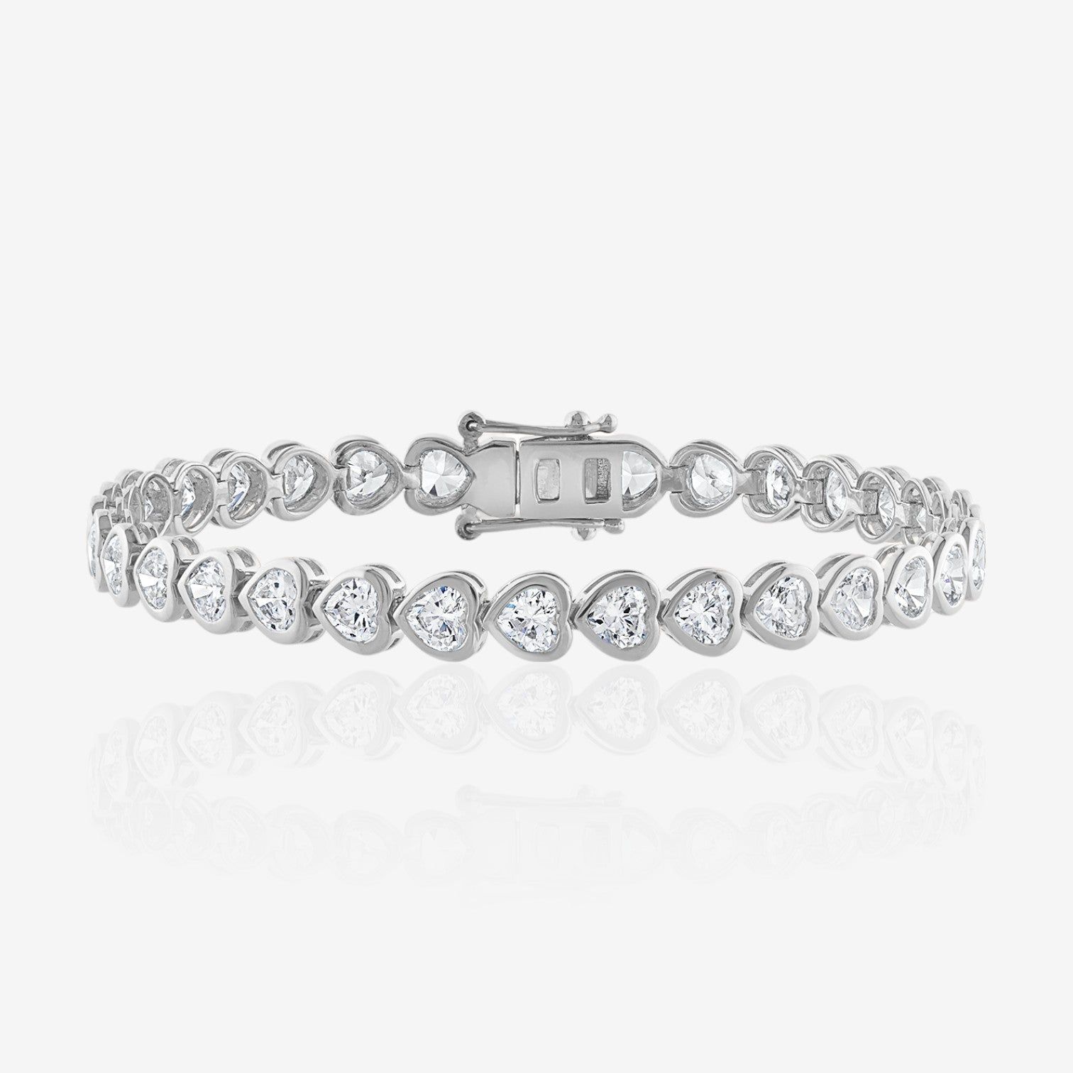 Lab Grown Heart Cut Bezel-Set Diamond Tennis Bracelet