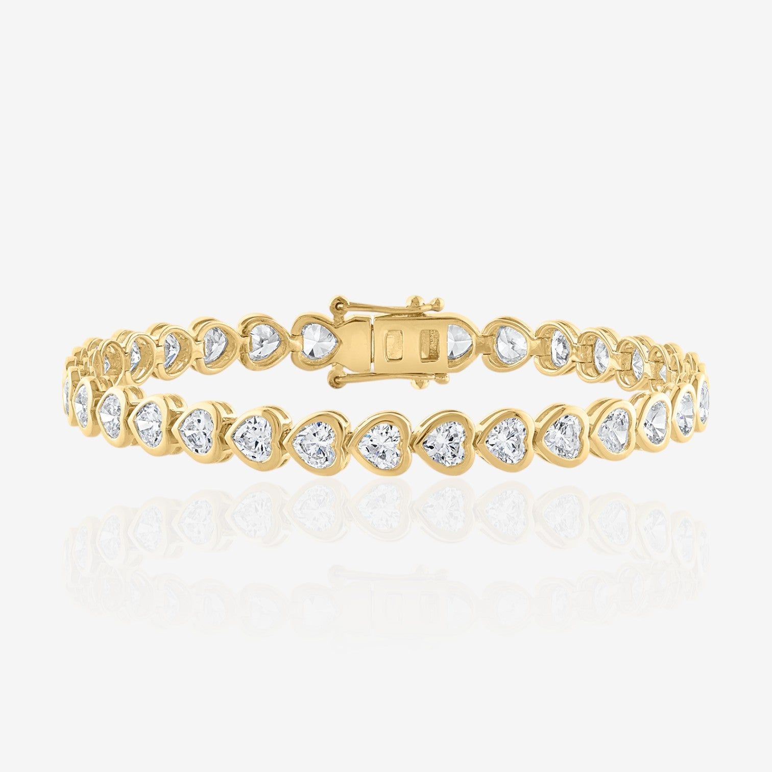 Lab Grown Heart Cut Bezel-Set Diamond Tennis Bracelet