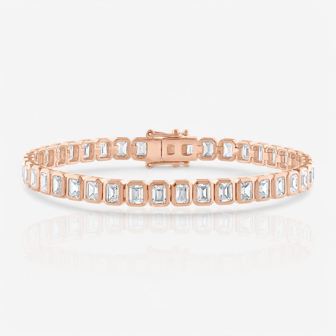 Lab Grown Emerald Bezel-Set Diamond Tennis Bracelet