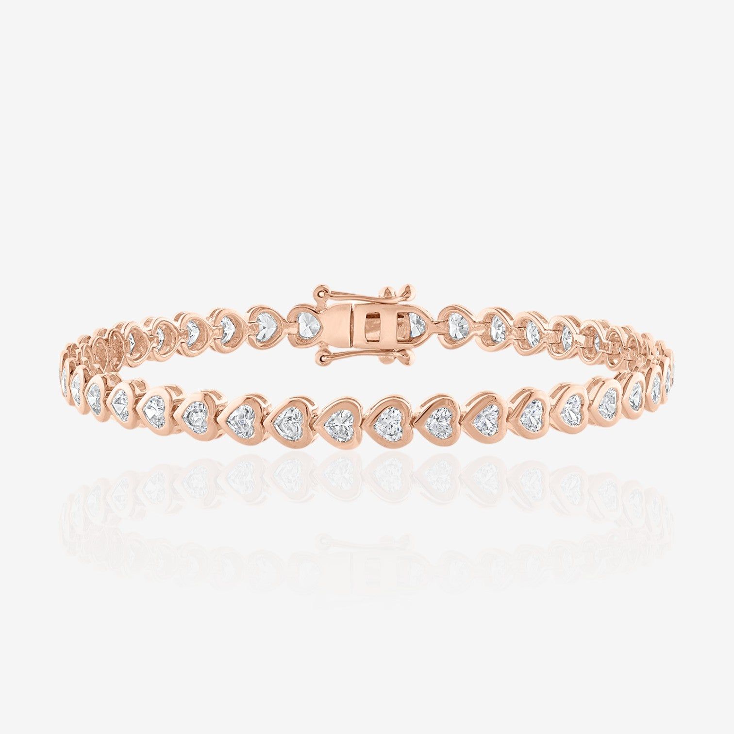 Lab Grown Heart Cut Bezel-Set Diamond Tennis Bracelet