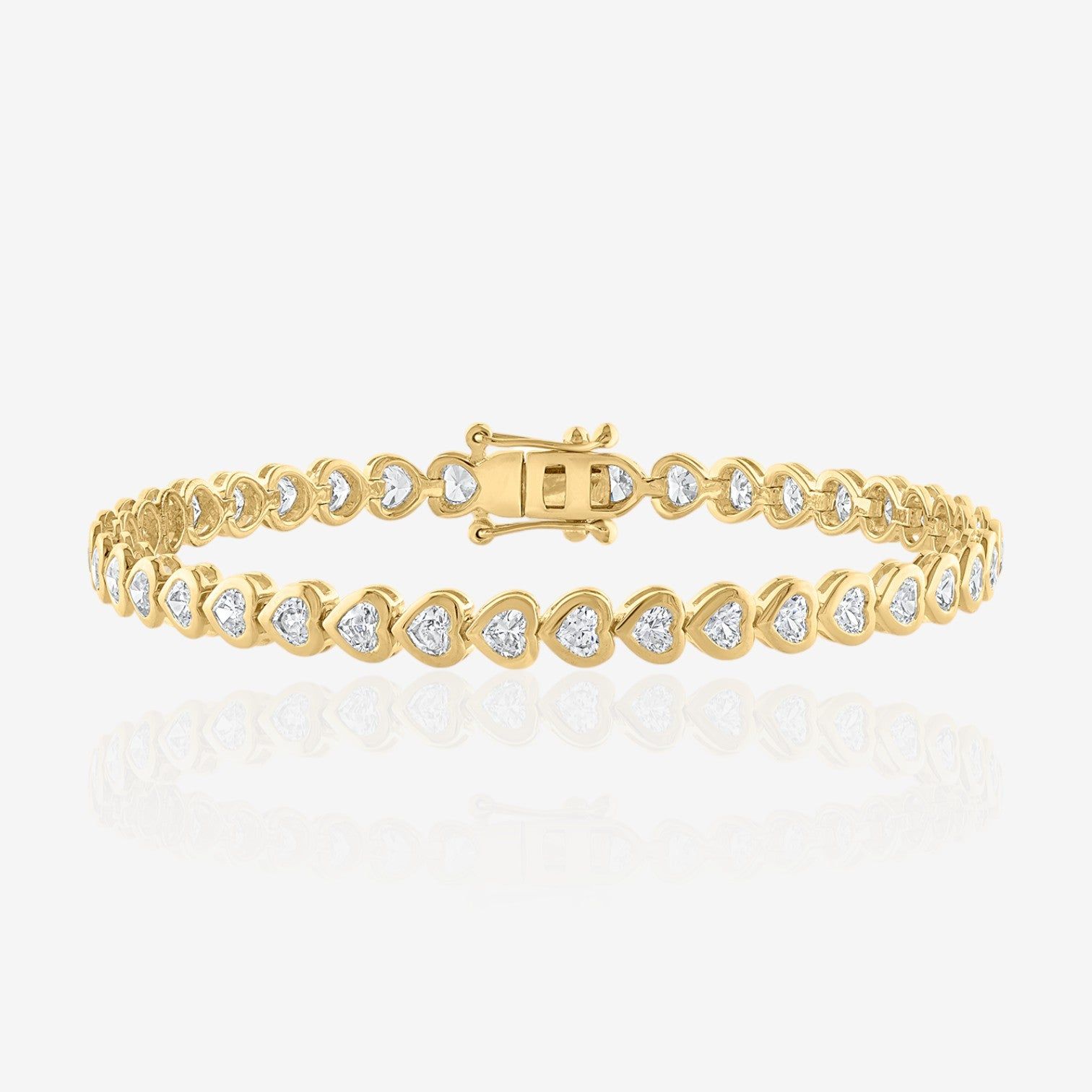 Lab Grown Heart Cut Bezel-Set Diamond Tennis Bracelet