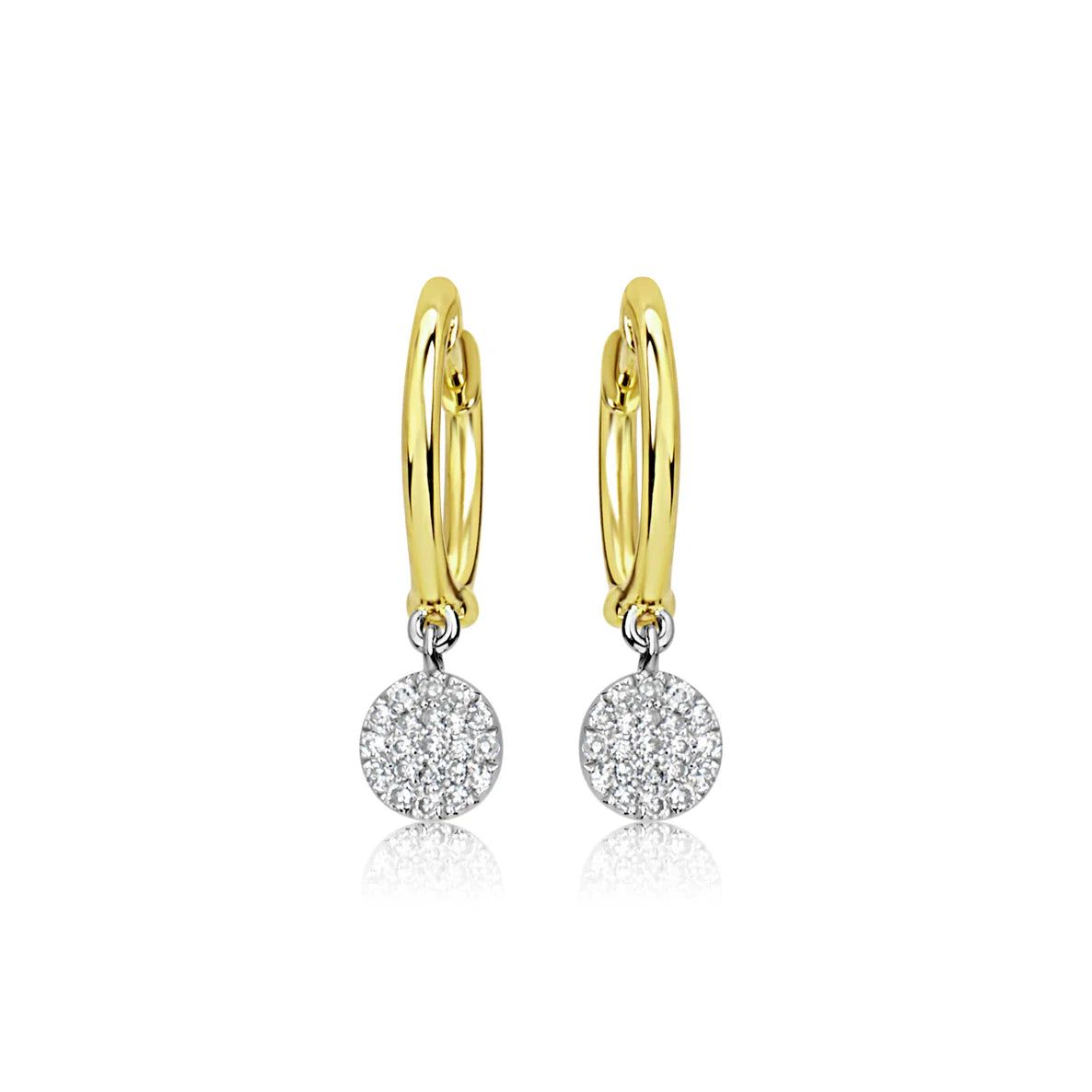 Meira T 14kt Gold 0.11 CTW Diamond Disc Huggie Earrings