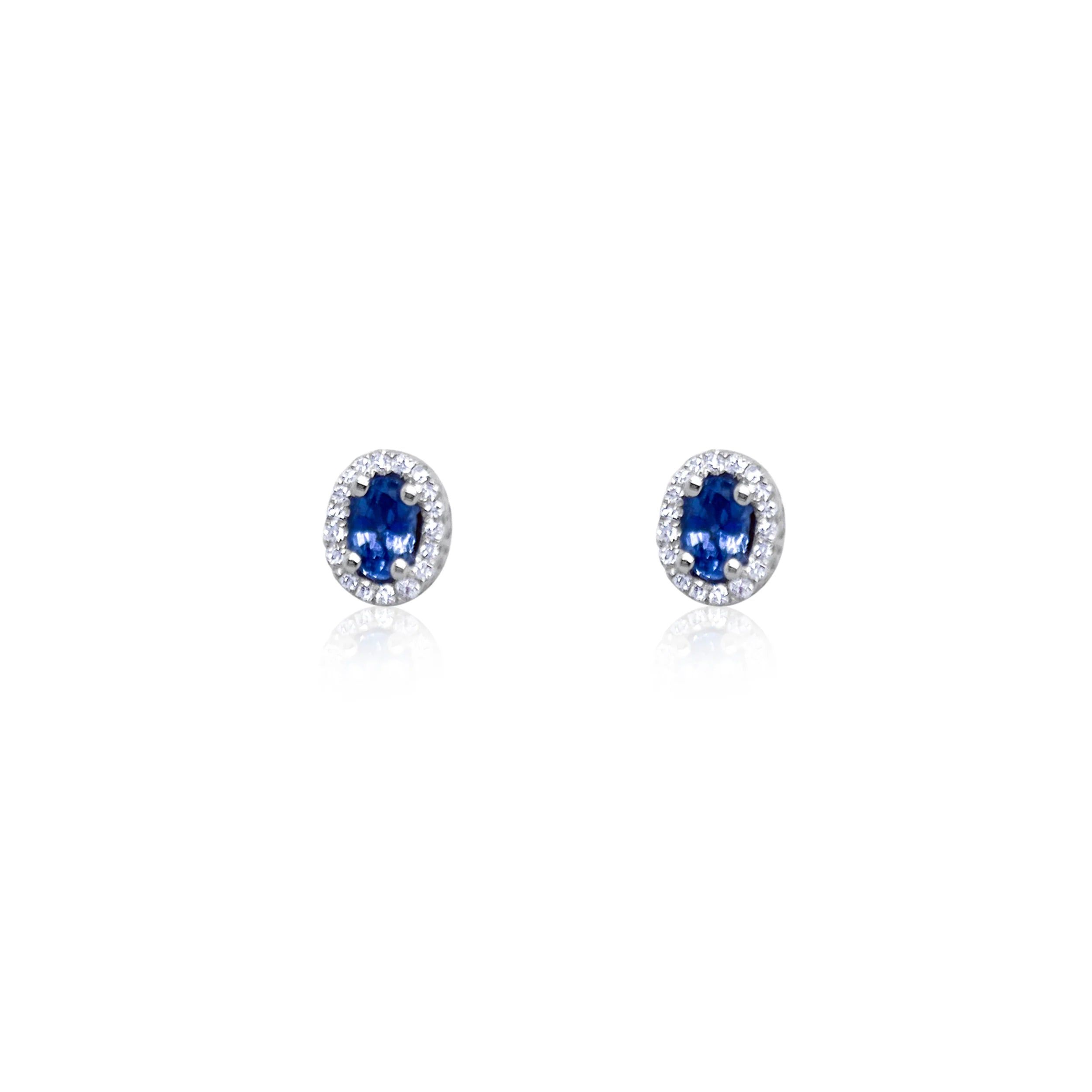 Meira T 14kt Gold 0.45 CTW Blue Sapphire & Diamond Halo Studs