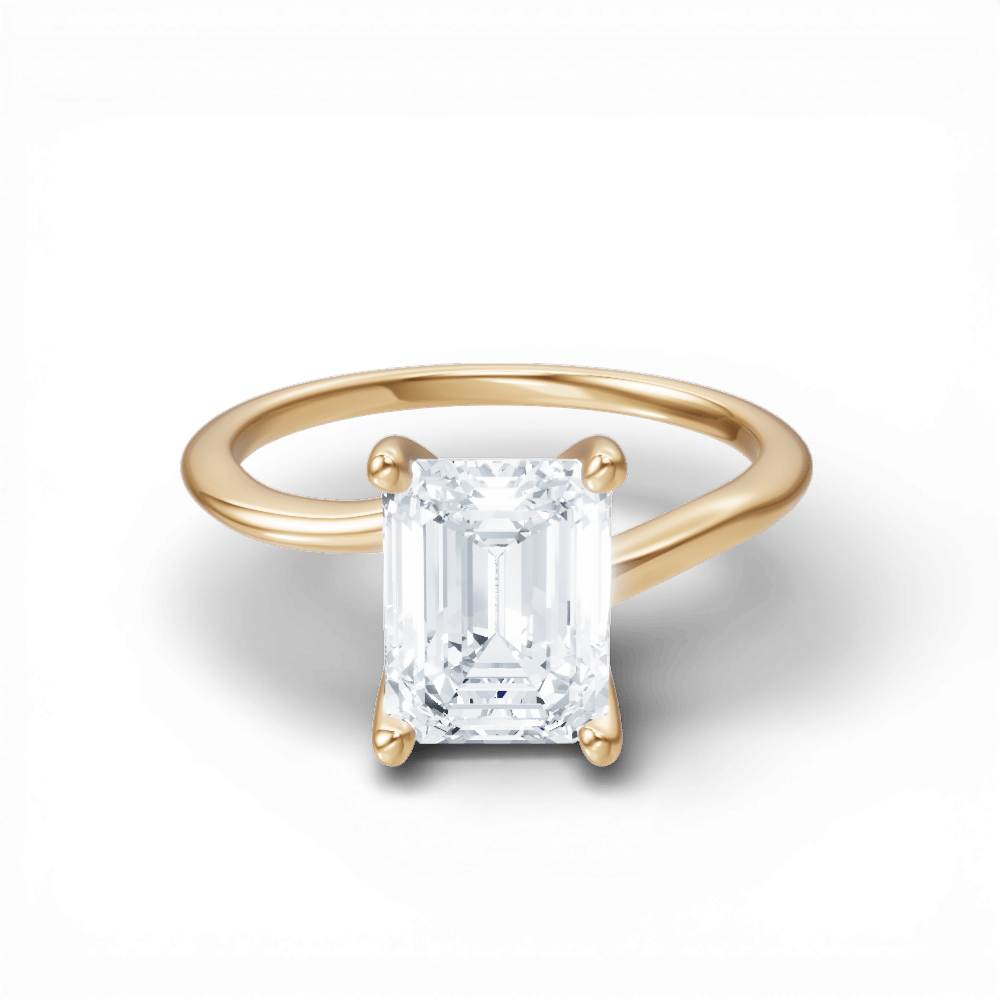 The Geneva Emerald Cut 18kt Yellow Gold The Geneva Four Prong Solitaire Engagement Ring