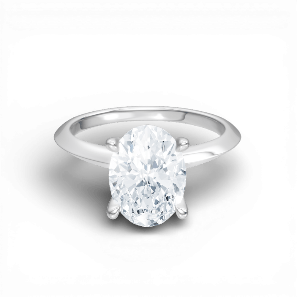 The Teya Oval Cut 14kt White Gold Four-Prong Solitaire Engagement Ring