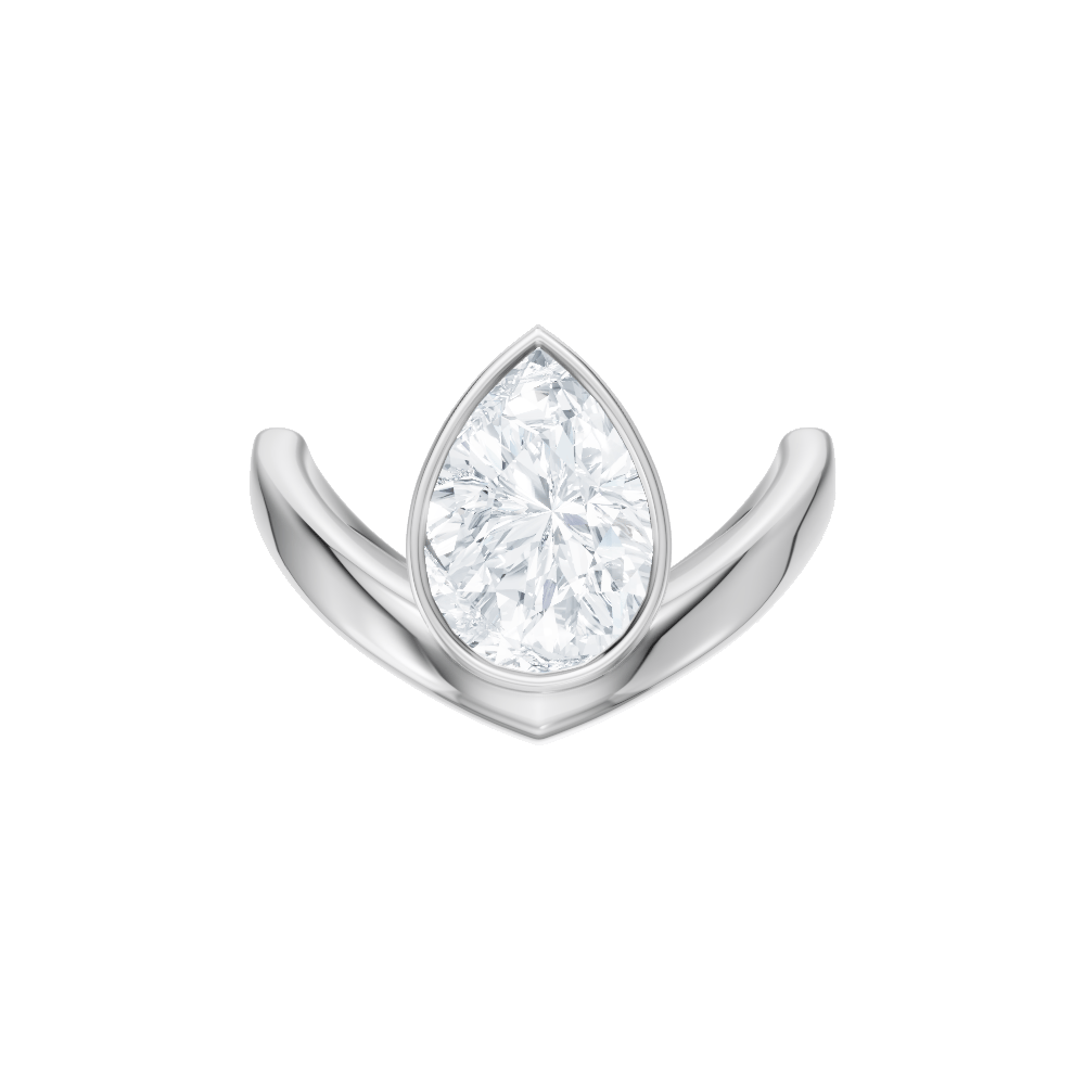 The Lunelle Pear Cut Platinum Bezel-Set Solitaire Engagement Ring
