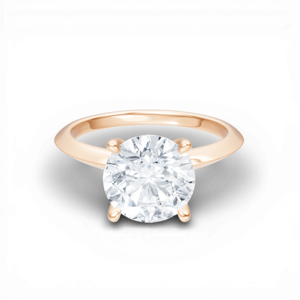The Teya Round Cut 18kt Rose Gold Four-Prong Solitaire Engagement Ring