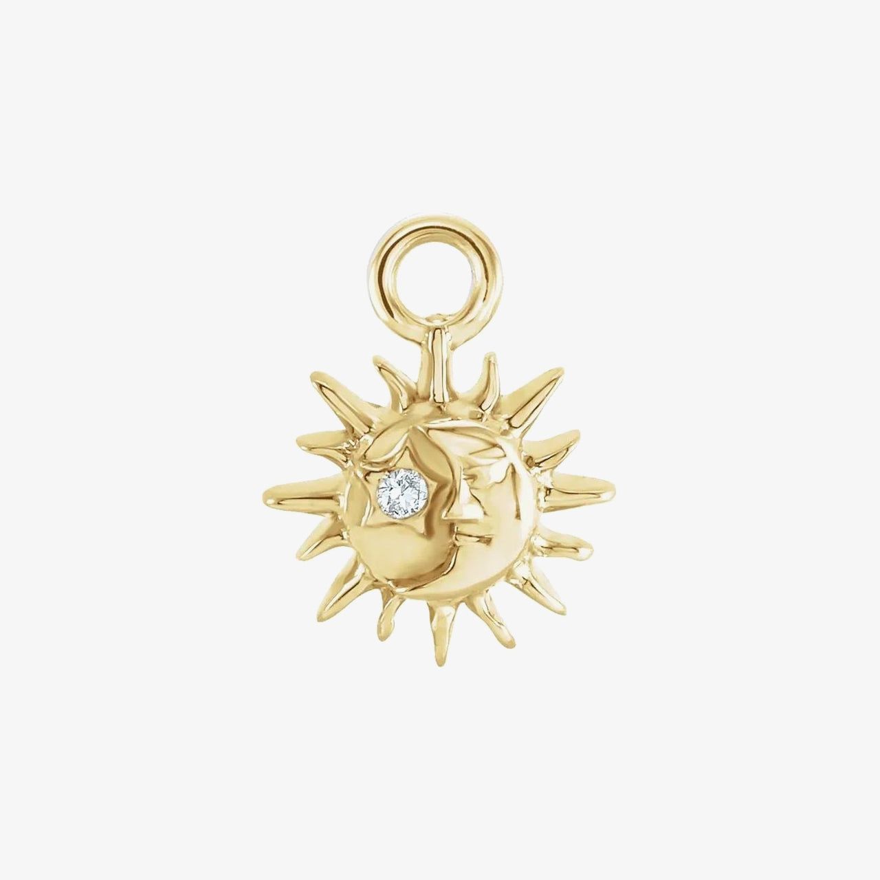 14kt Gold 0.0045 CTW Diamond Sun and Moon Charm