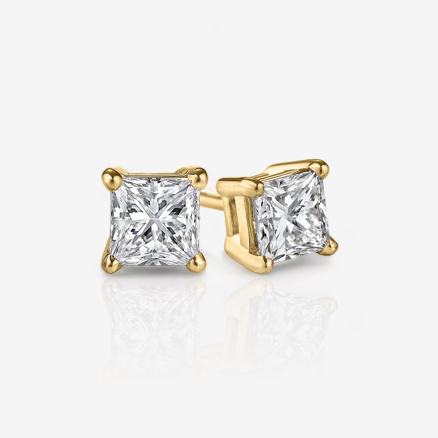 Lab Grown Princess Cut Diamond Stud Earrings