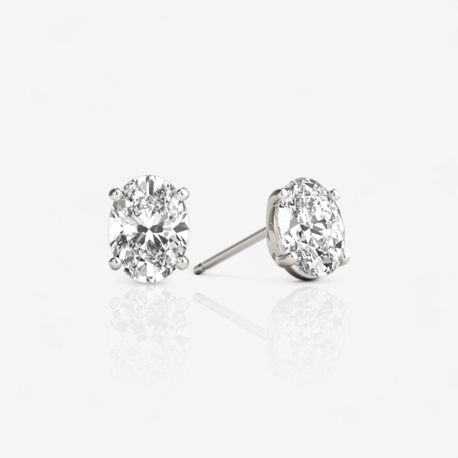 Lab Grown Oval Diamond Stud Earrings