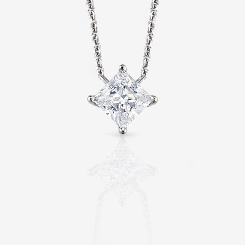 Princess Four-Prong Diamond Solitaire Pendant Basket