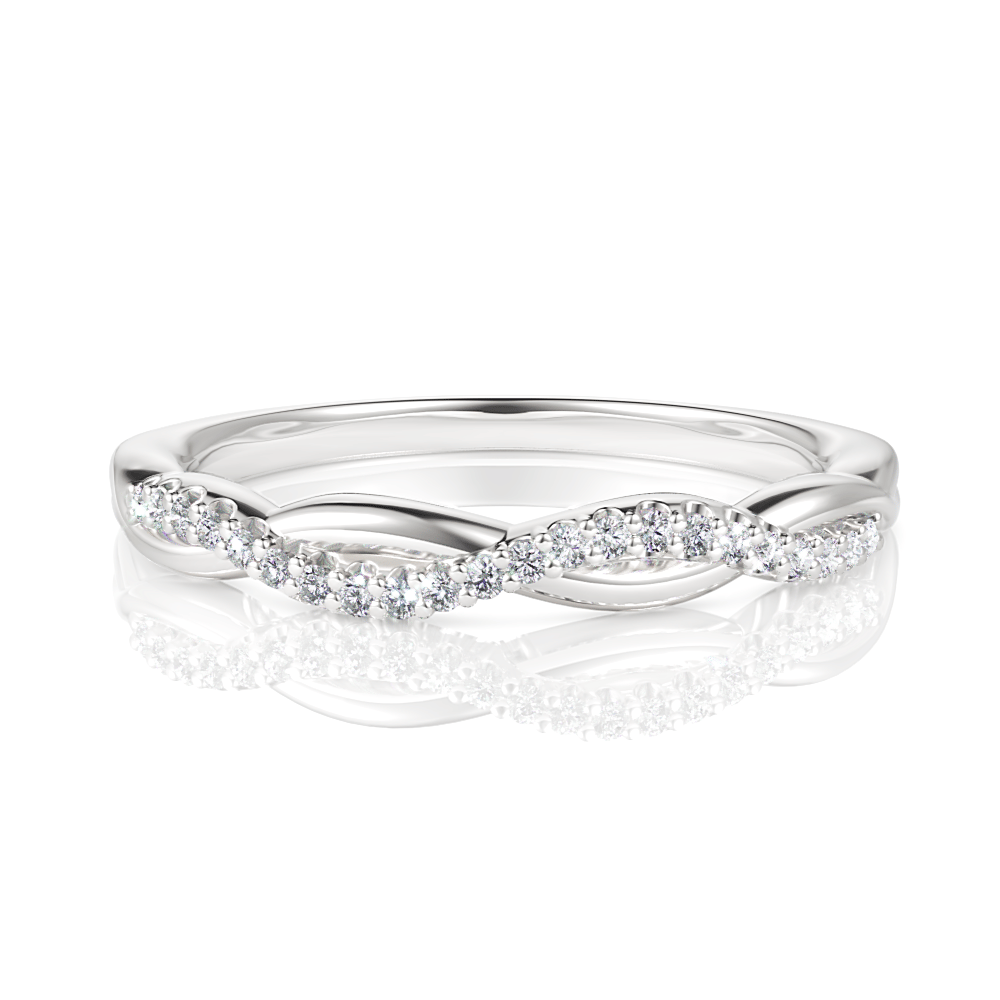 Women's 0.10 CTW Petite Half Diamond Twist Wedding Ring