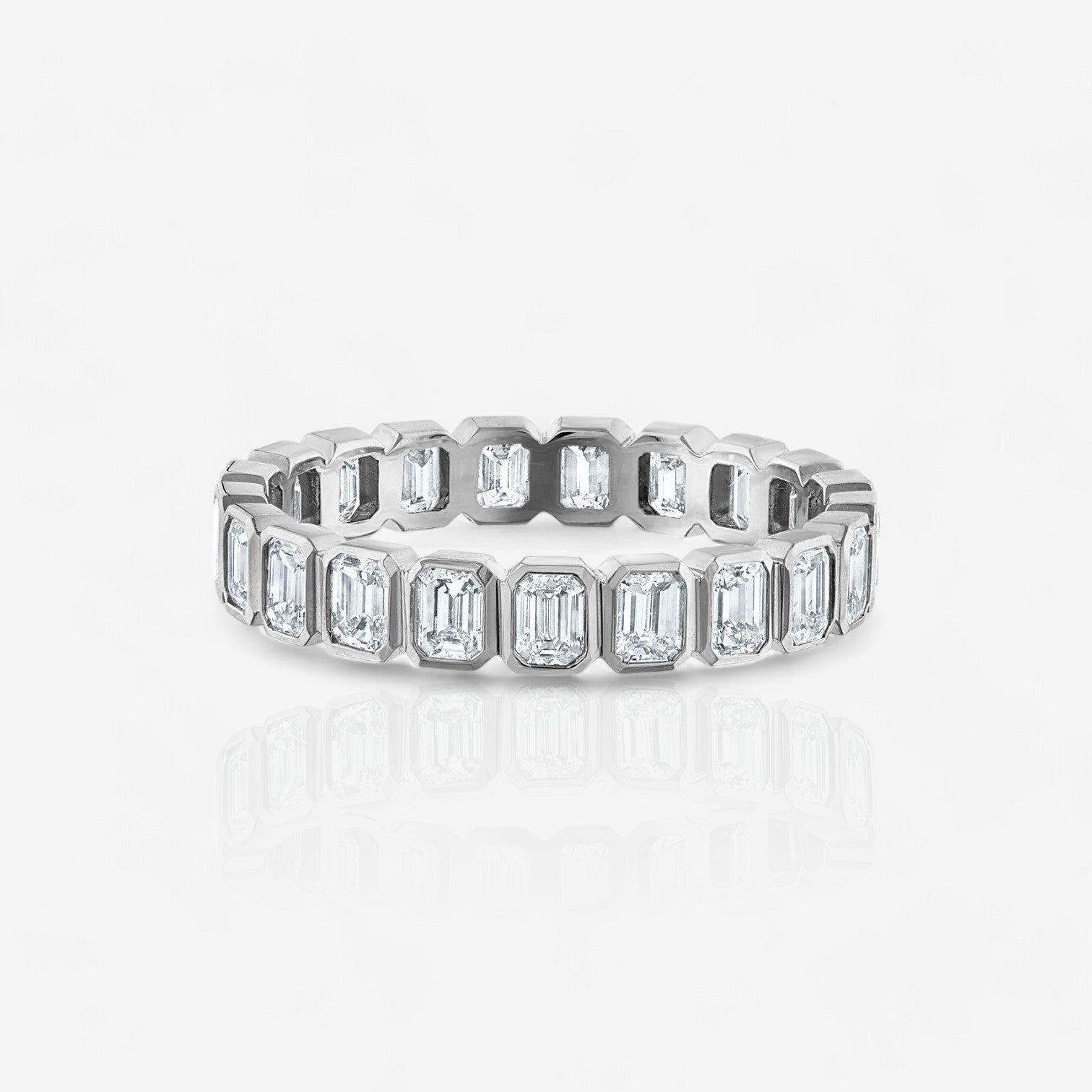 Lab Grown Emerald-Cut Diamond Bezel Set Eternity Ring