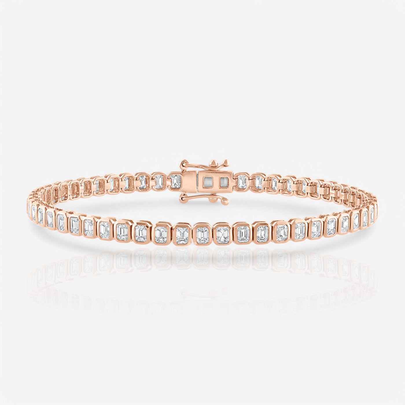 Lab Grown Emerald Bezel-Set Diamond Tennis Bracelet