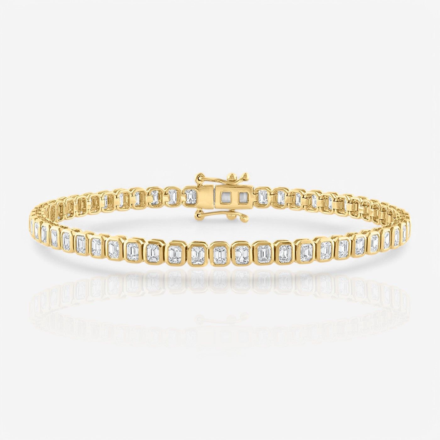 Lab Grown Emerald Bezel-Set Diamond Tennis Bracelet