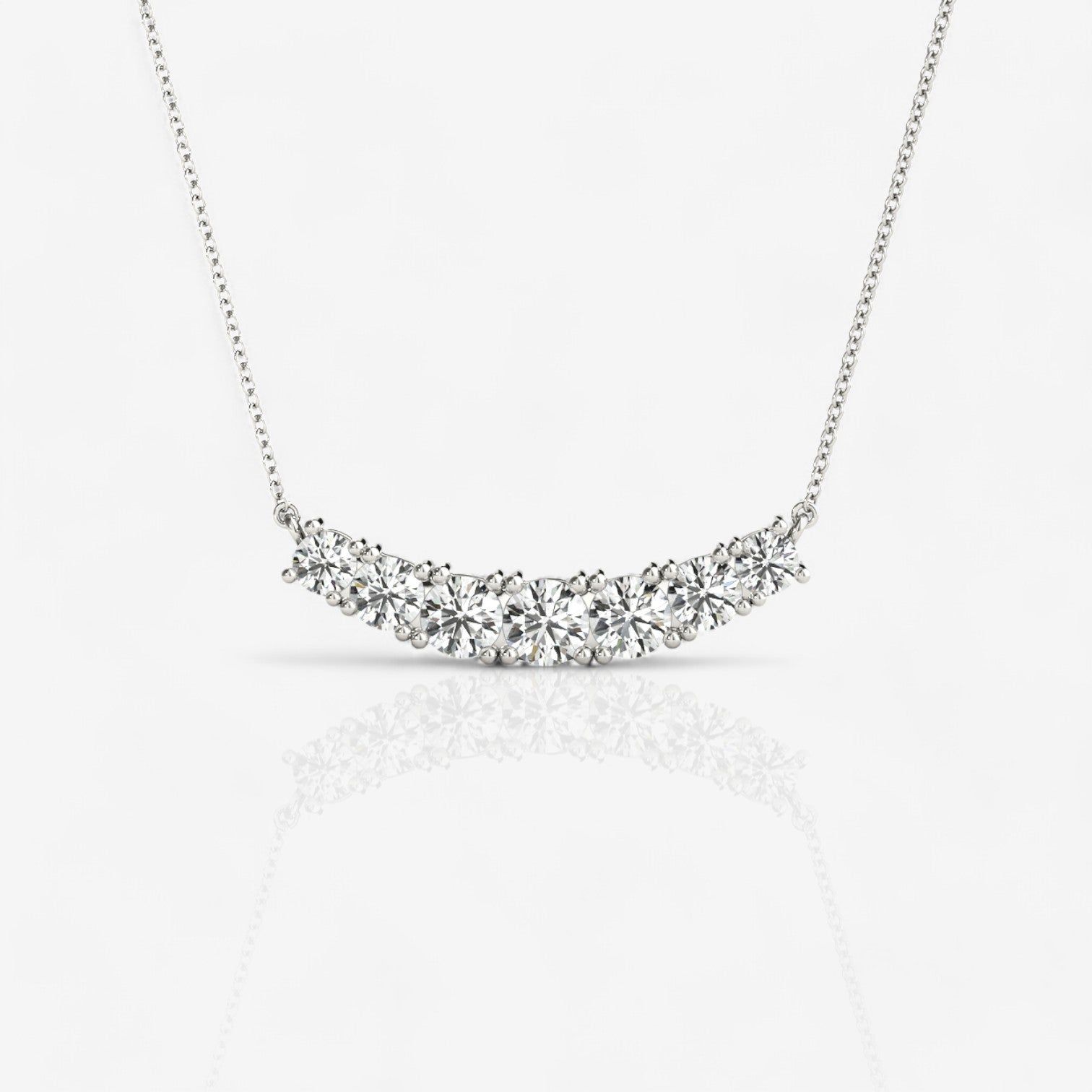 Seven Stone Round Lab Diamond Curved Bar Necklace