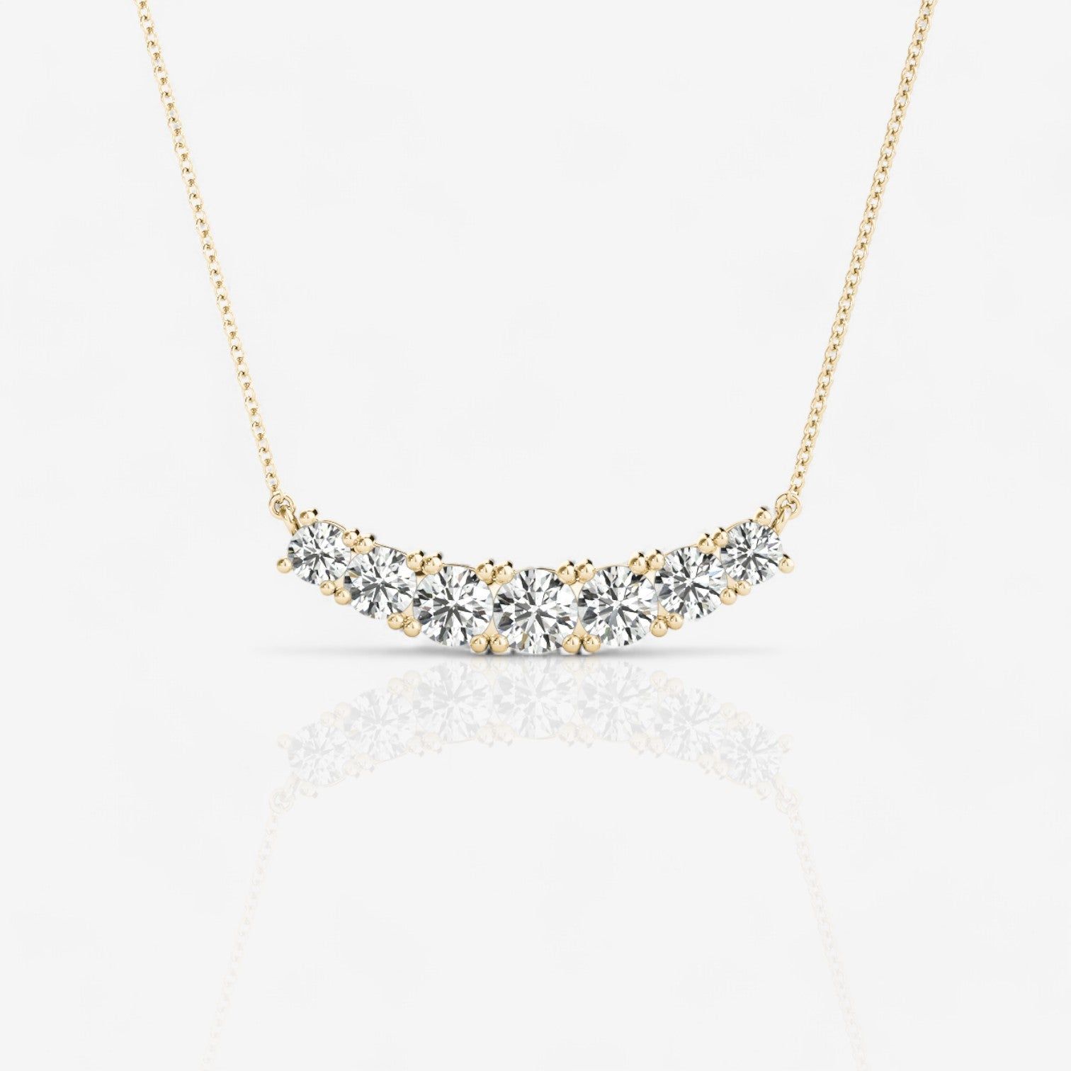 Seven Stone Round Lab Diamond Curved Bar Necklace