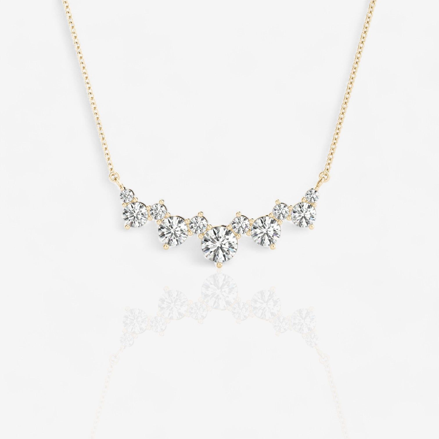 Alternating Lab Diamond Curved Bar Necklace