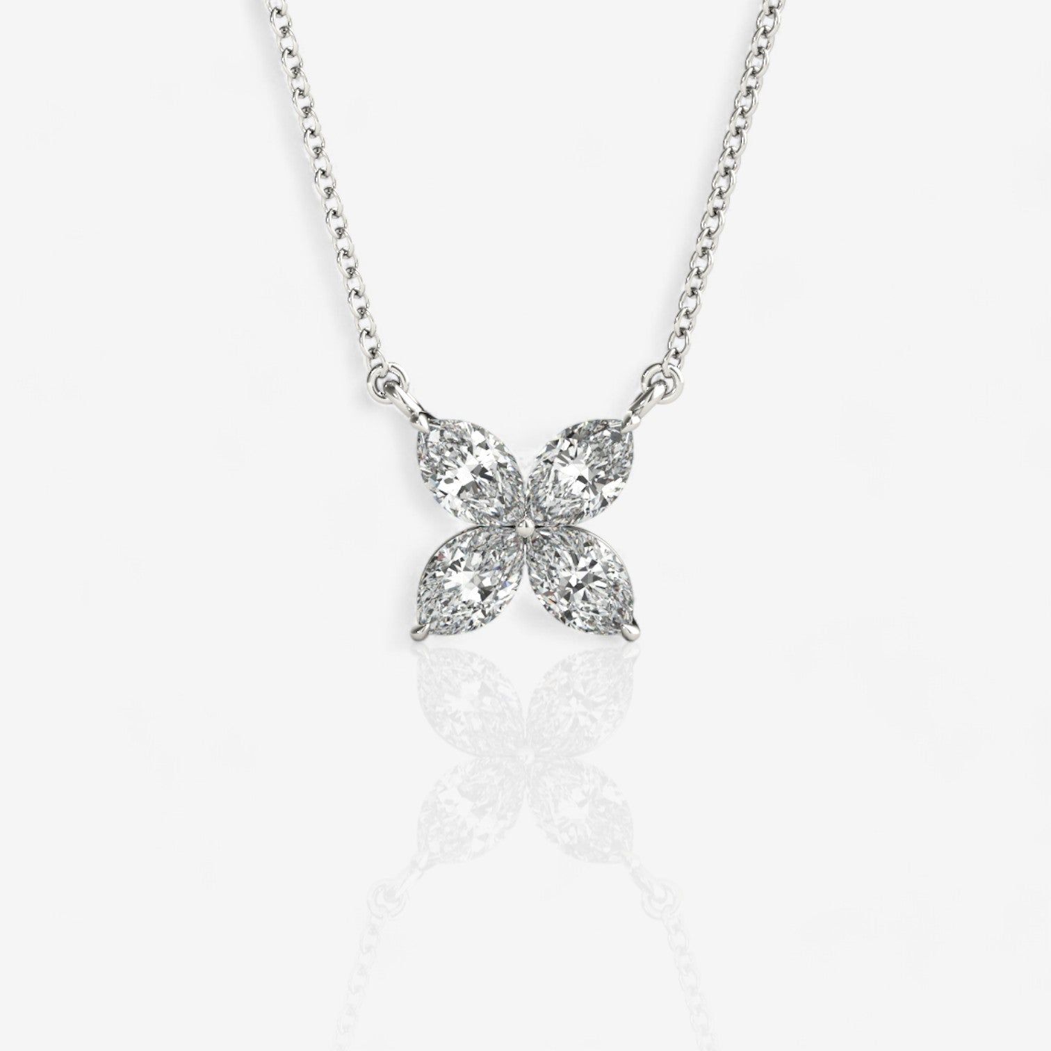 Marquise Cut Lab Diamond Flower Pendant