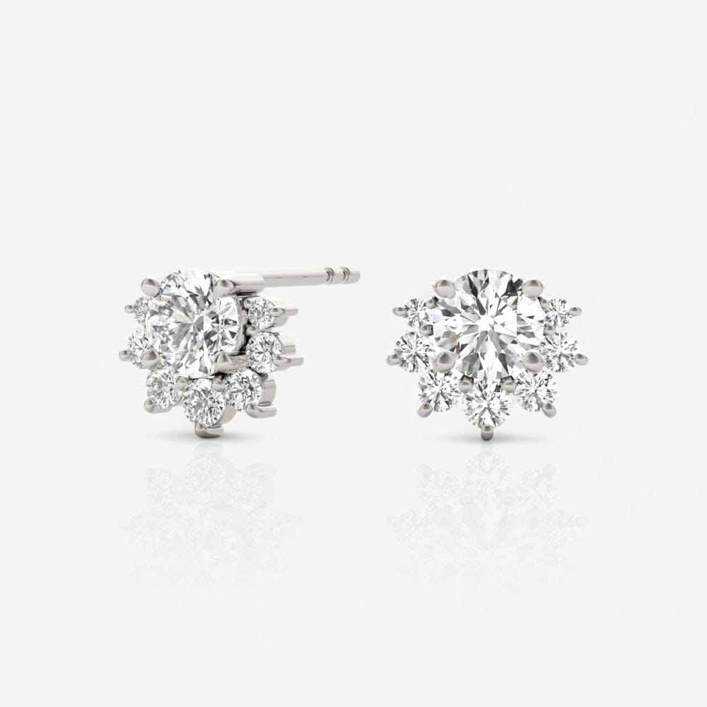 Half Halo Lab Diamond Stud Earrings