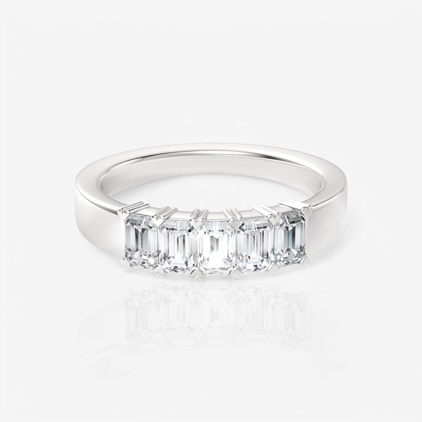 Five-Stone Emerald Lab Diamond Wedding Ring