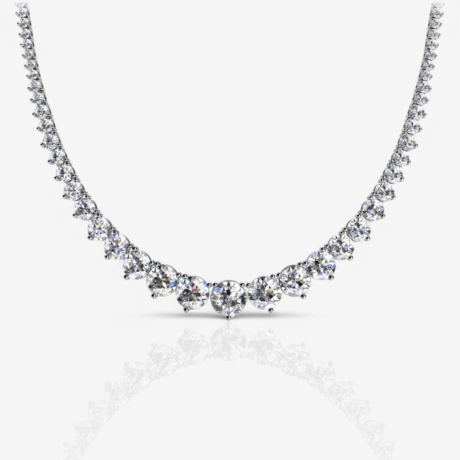 Three-Prong Graduated Lab Diamond Tennis Necklace
