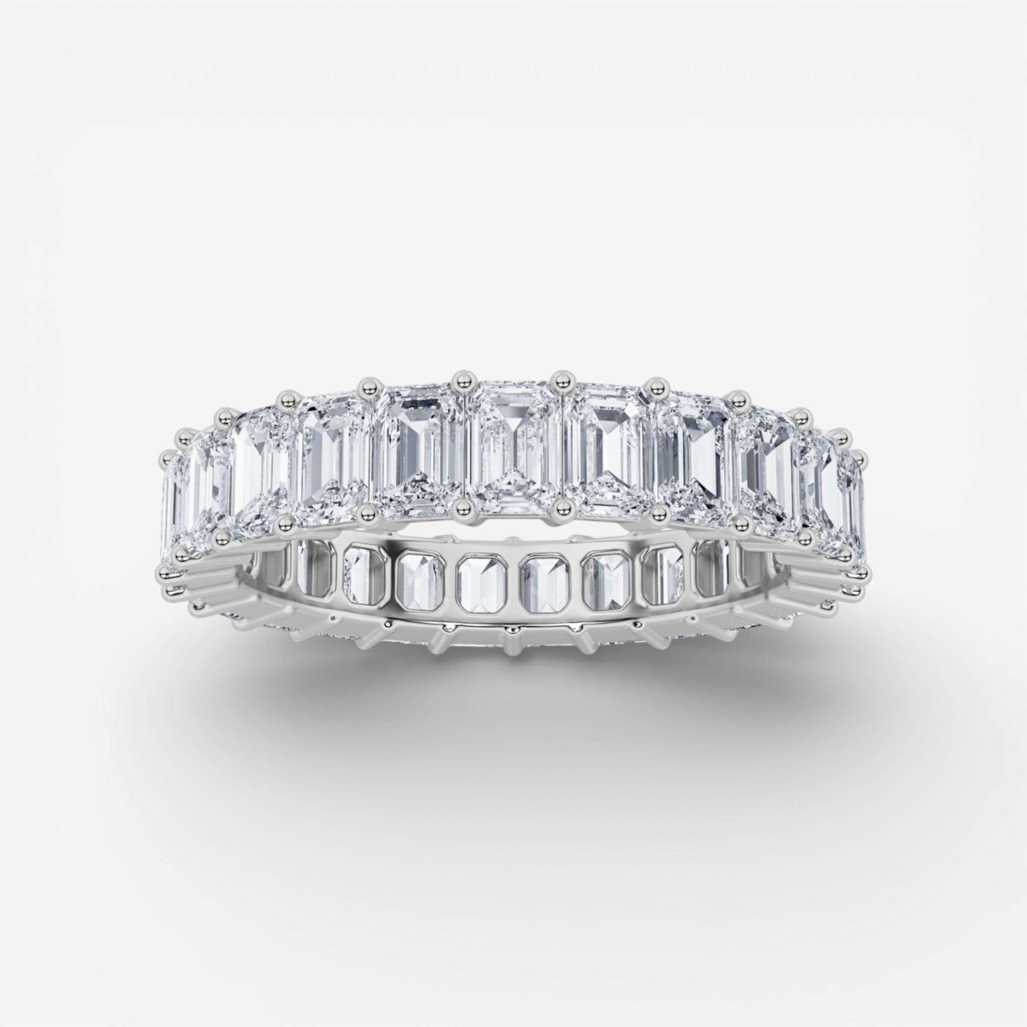 IGI Certified Emerald Cut Shared Prong Lab-Grown Diamond Eternity Band