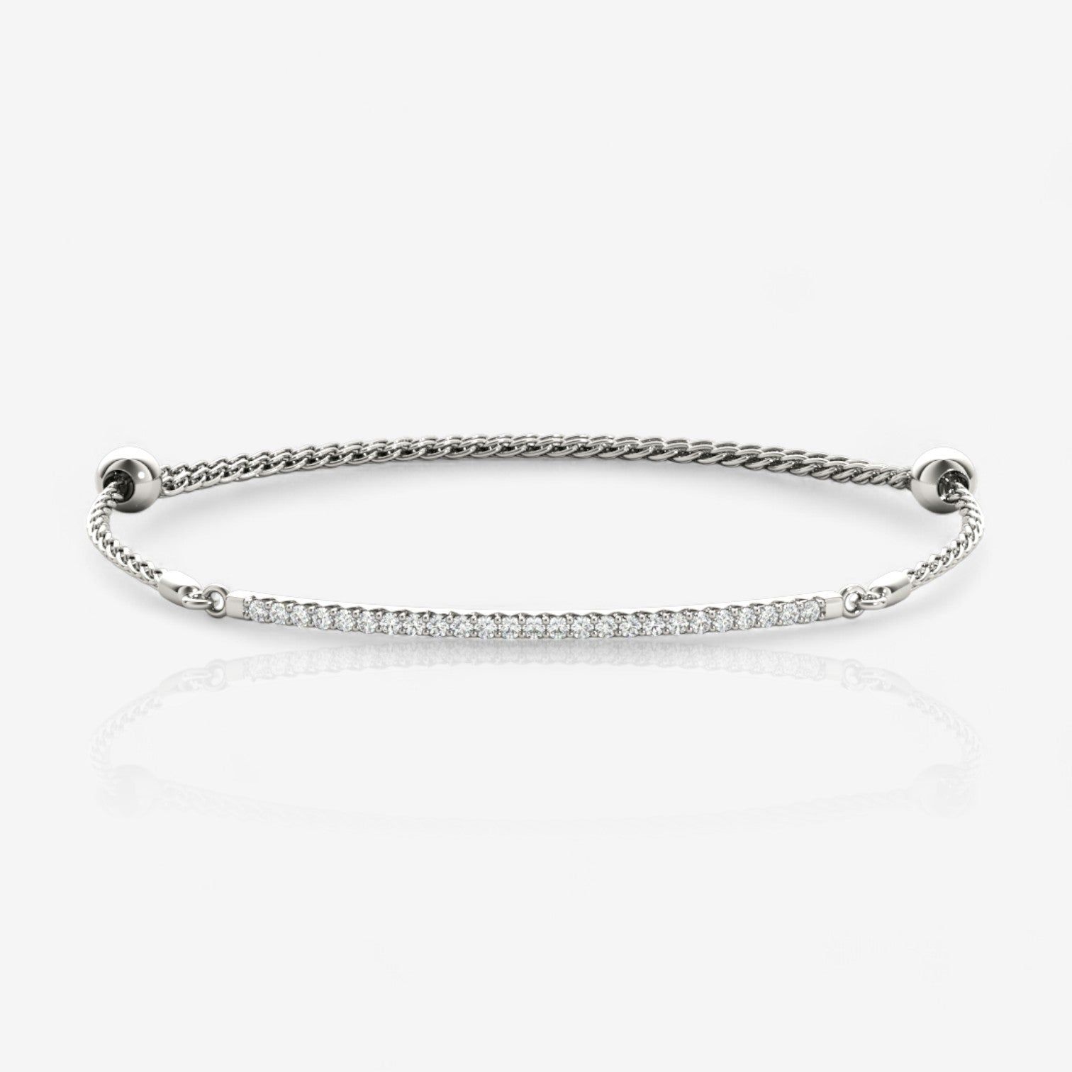 Lab Diamond Bar Pull Chain Bracelet