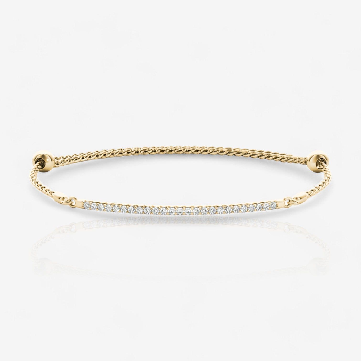 Lab Diamond Bar Pull Chain Bracelet