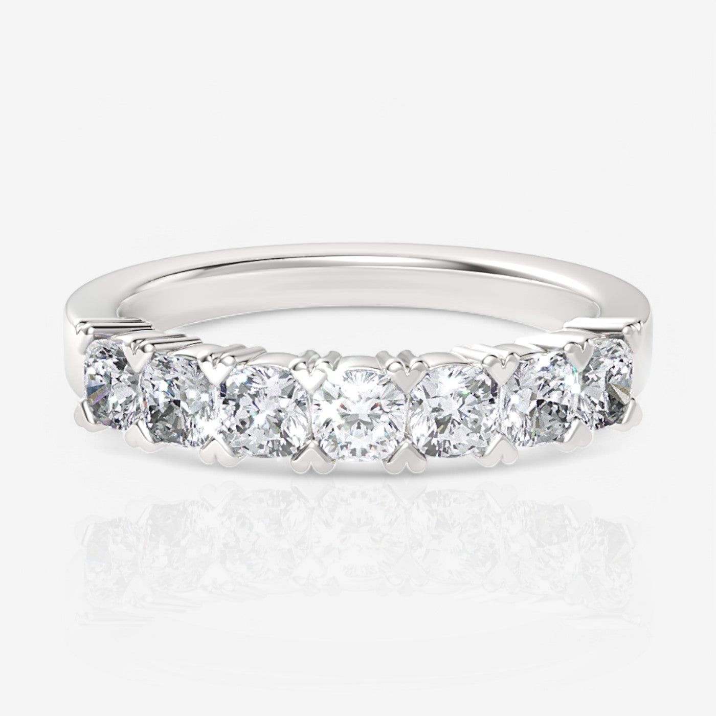 Seven-Stone Cushion Lab Diamond Wedding Ring