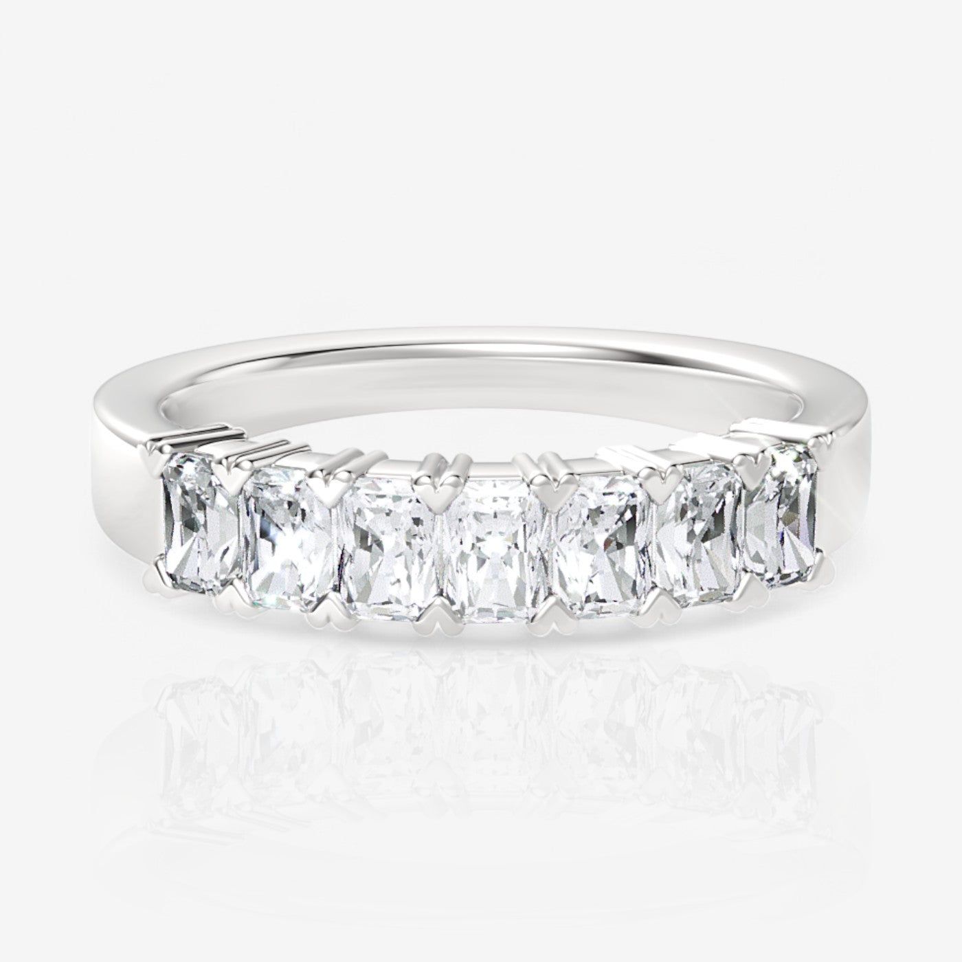 Seven-Stone Radiant Lab Diamond Wedding Ring