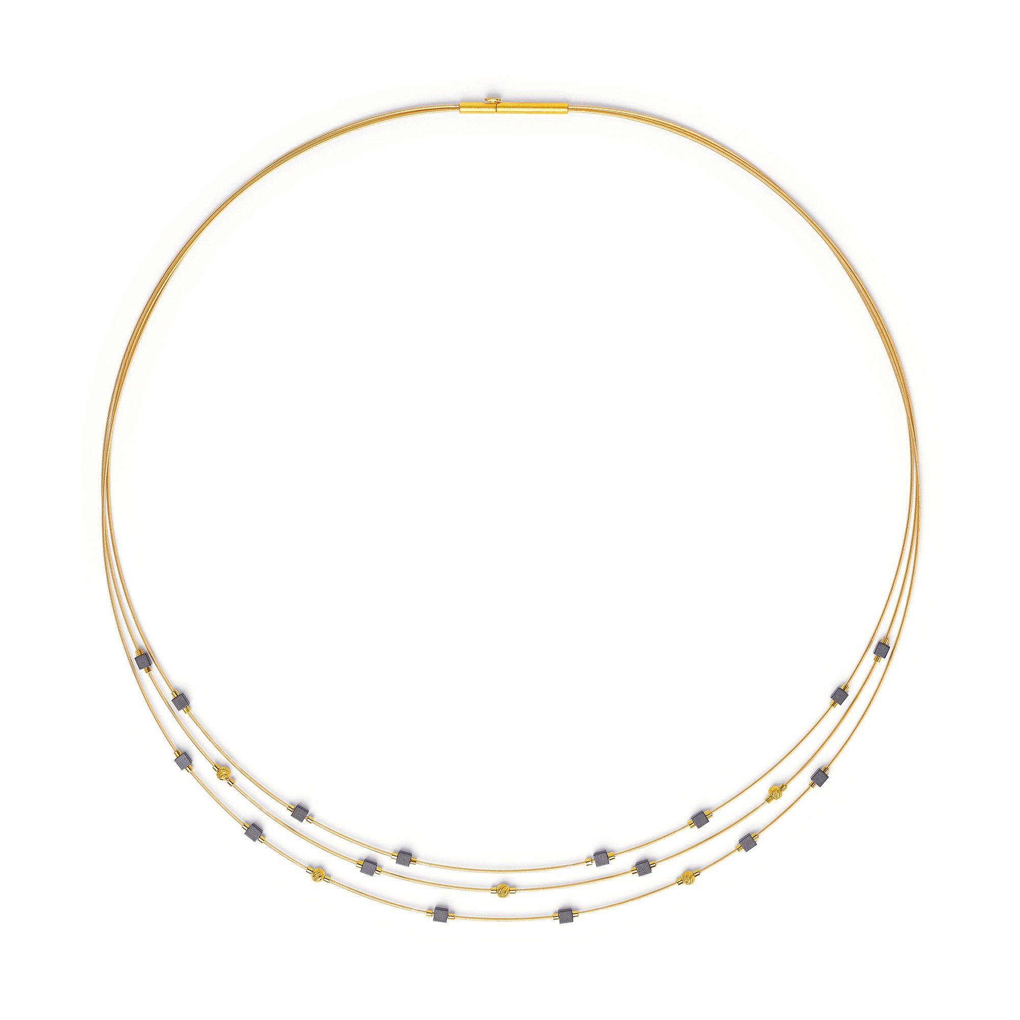 Bernd Wolf 24kt Gold Plated Cubetina Hematite Necklace