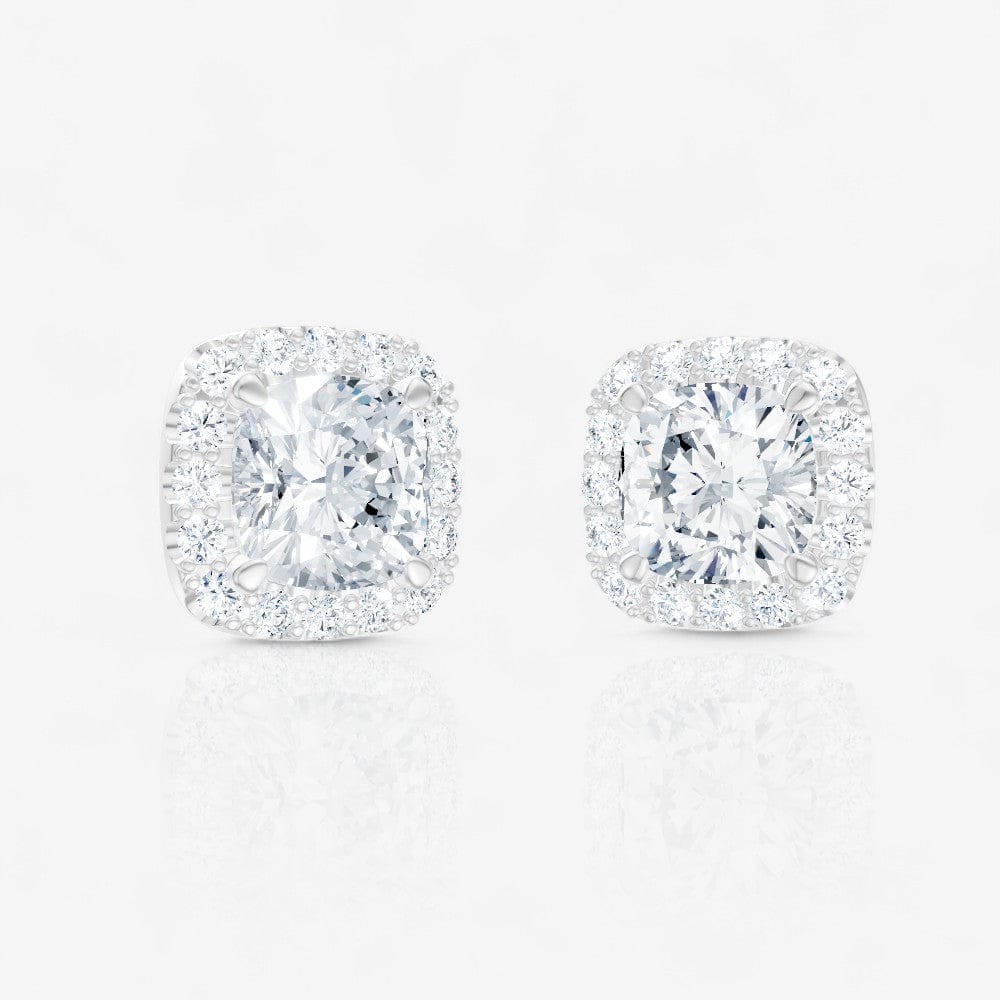 Cushion Cut Halo Lab-Grown Diamond Stud Earrings