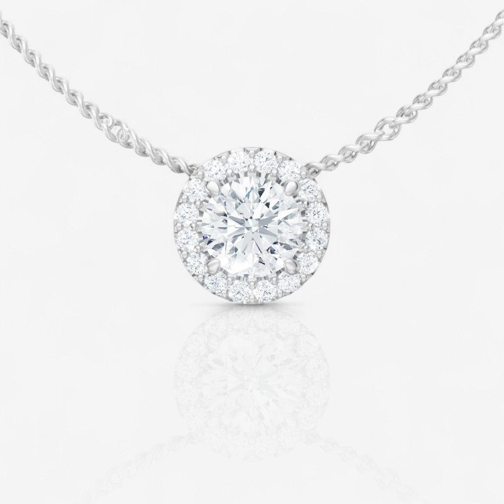 Round Lab-Grown Diamond Halo Pendant Necklace