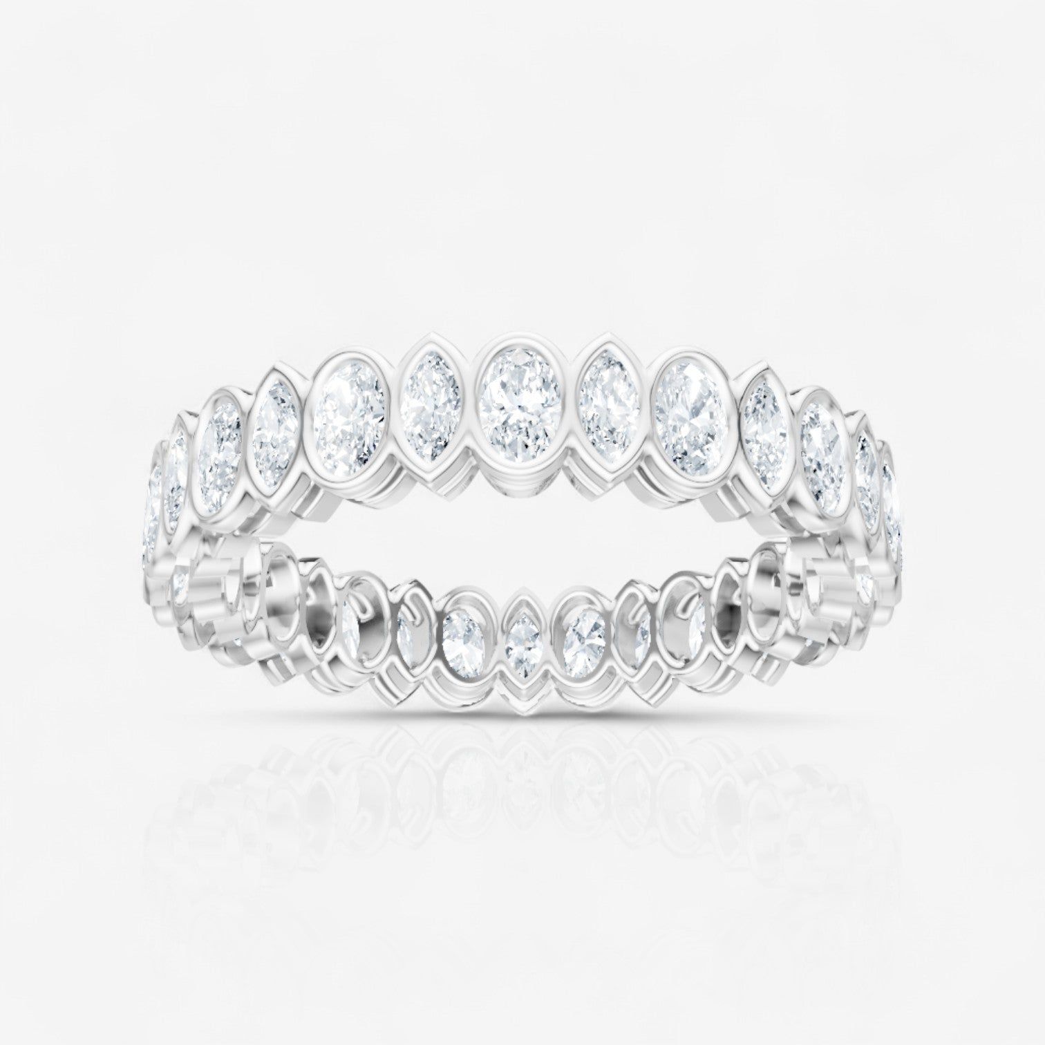 Alternating Marquise & Oval Cut Lab-Grown Diamond Bezel Set Eternity Band