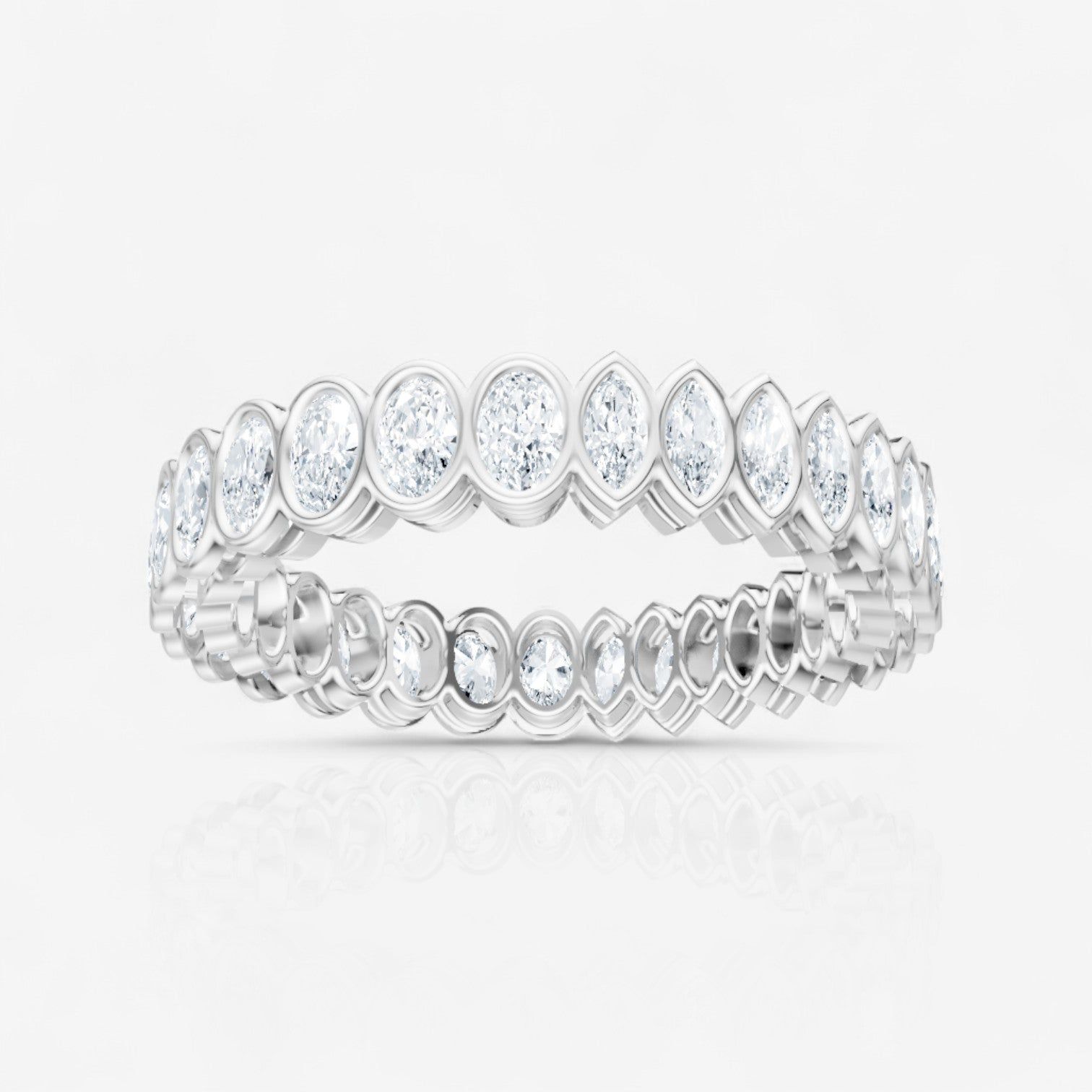 Half & Half Marquise & Oval Cut Lab-Grown Diamond Bezel Set Eternity Band
