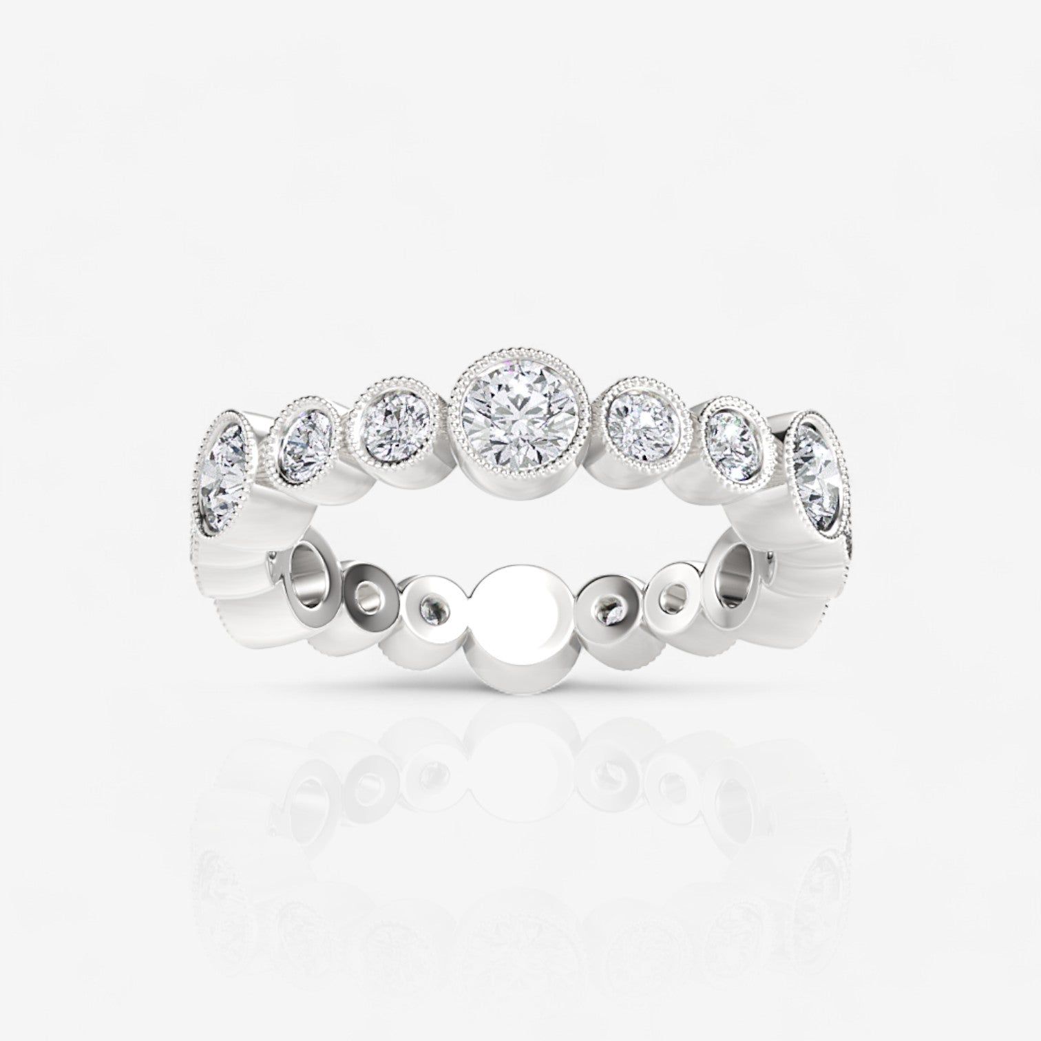Alternating Lab Diamond Bezel Set Eternity Band
