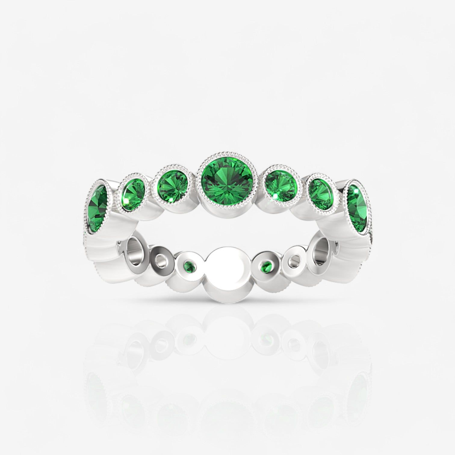 Alternating Emerald Bezel Set Eternity Band